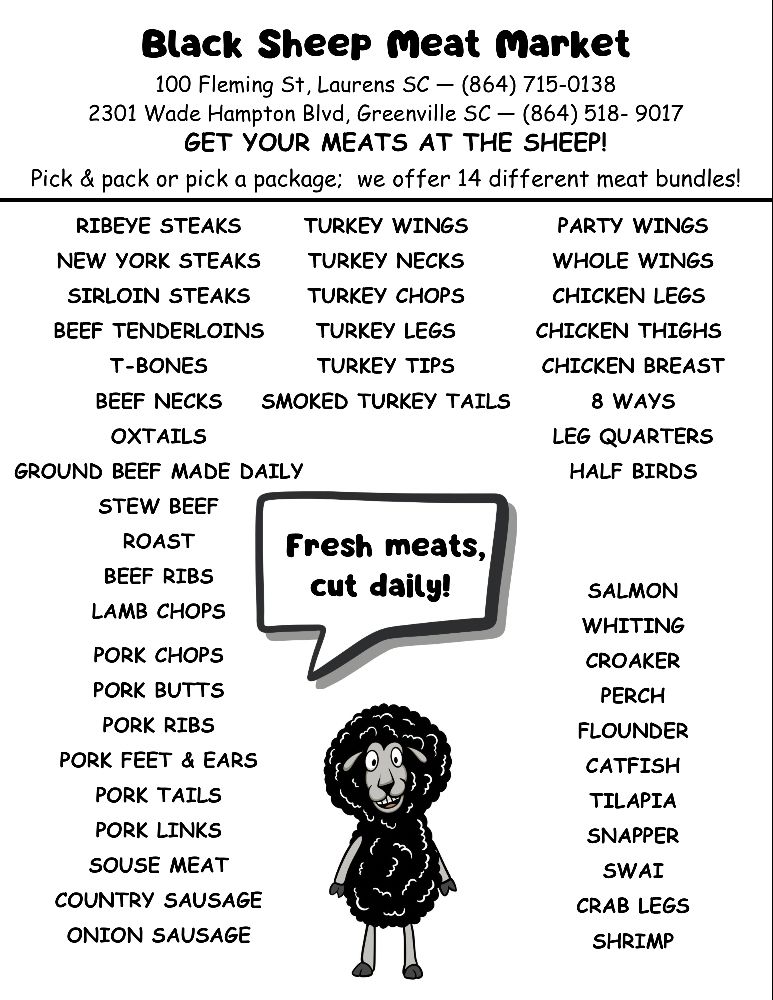 Black Sheep Market GVL Menu