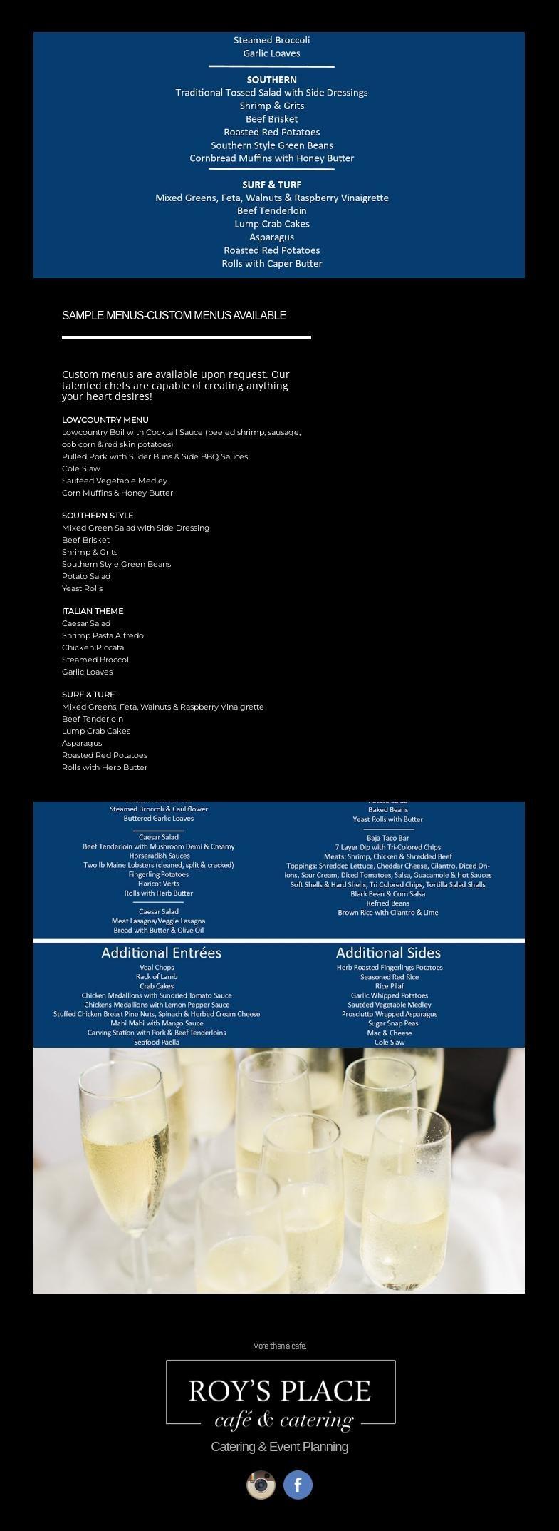 Roy's Place Cafe & Catering Menu