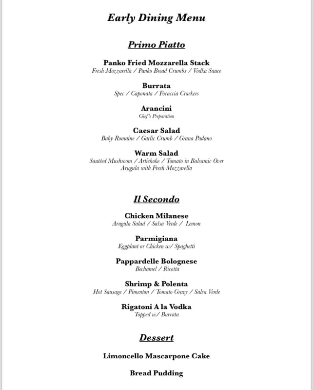 Cafe Al Dente of New York Menu