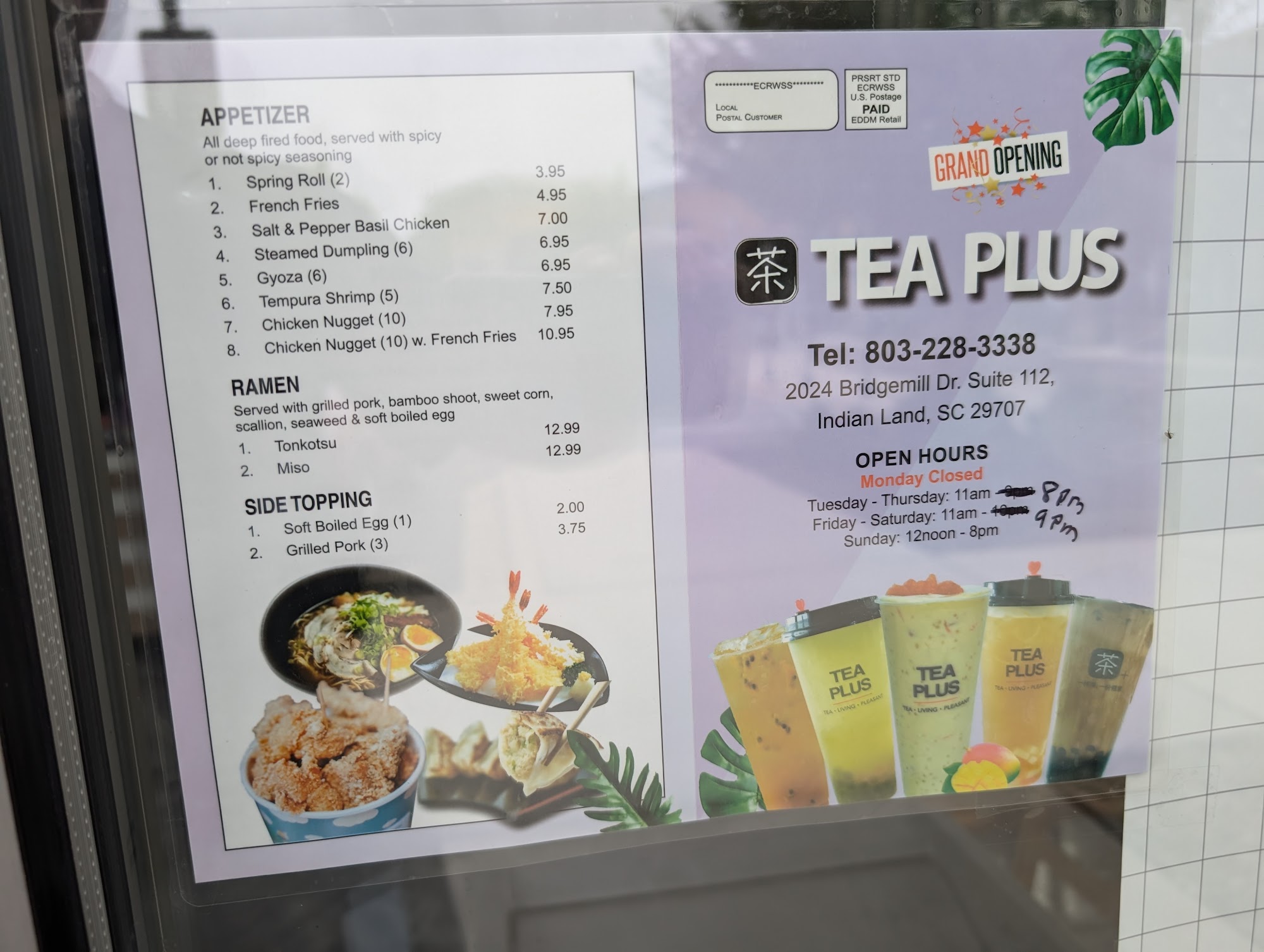 Tea Plus Menu