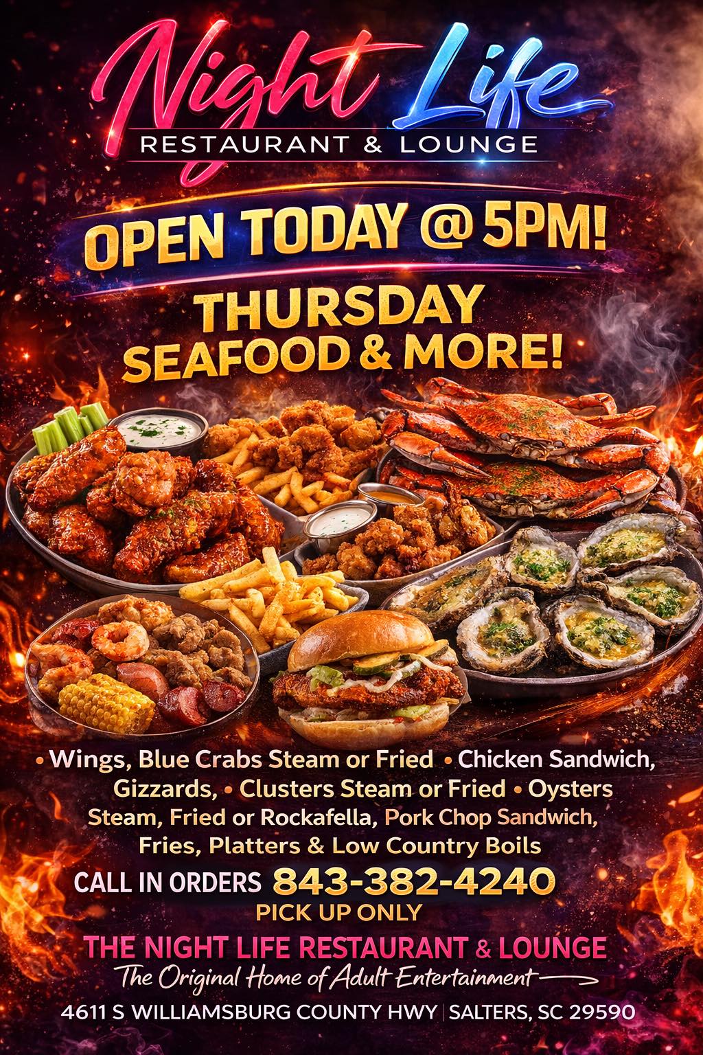 Night Life Lounge Menu