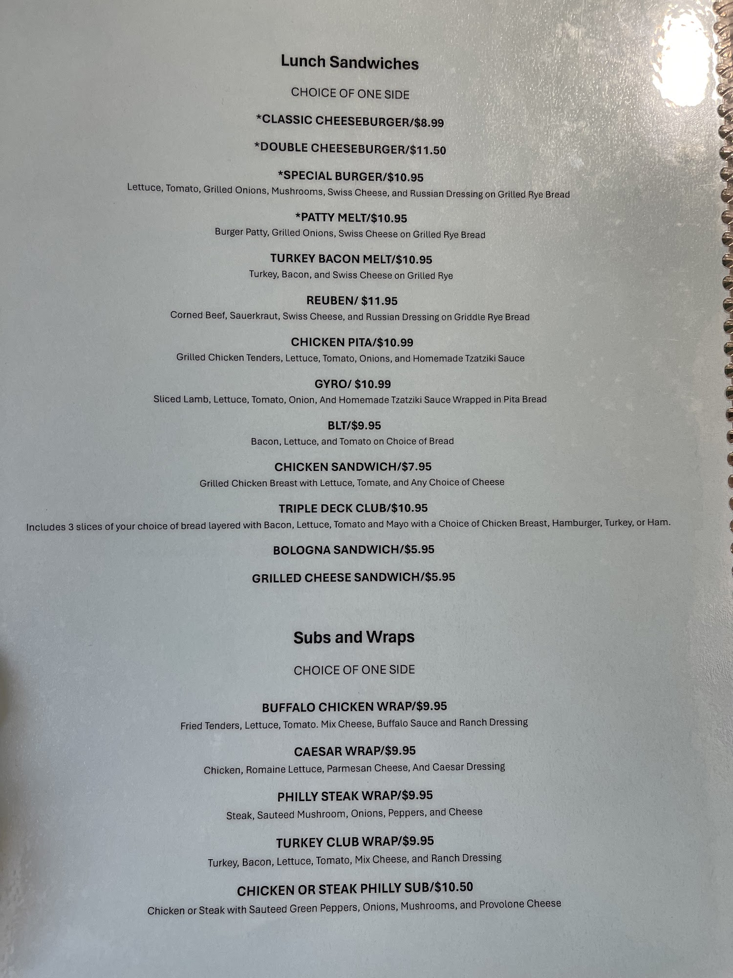 Cafe 200 Menu