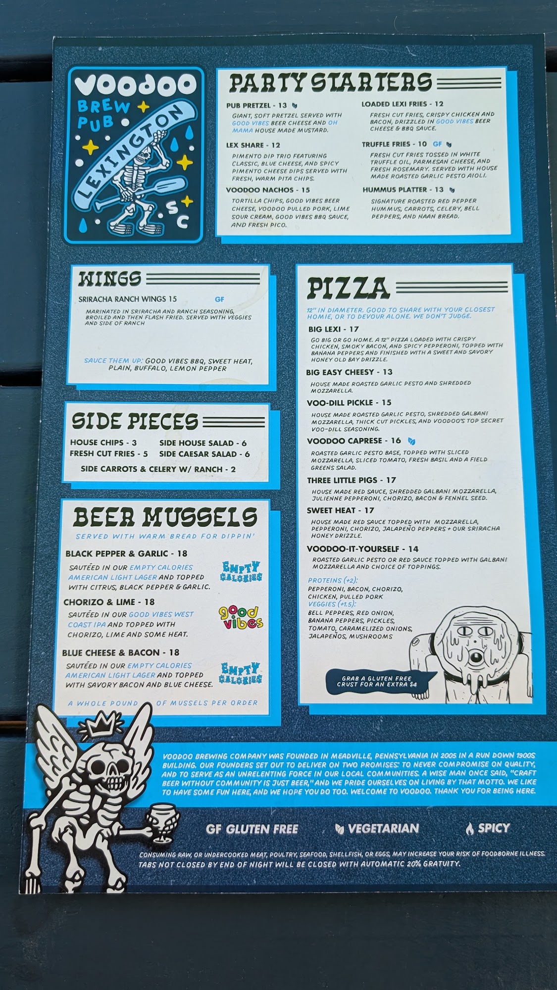 Voodoo Brewing Company Menu