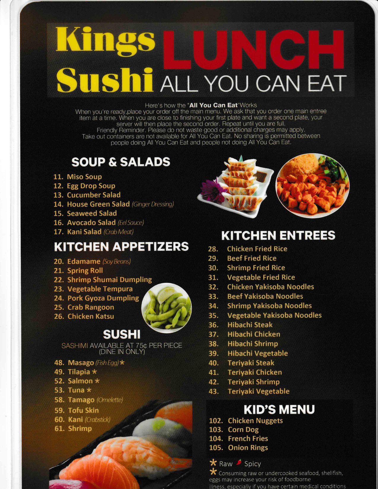 Savage Sushi Kings Menu