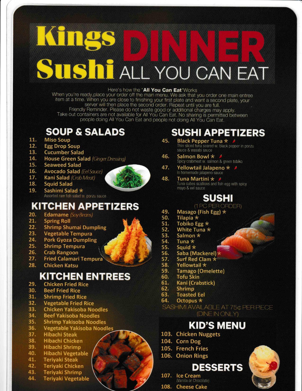 Savage Sushi Kings Menu