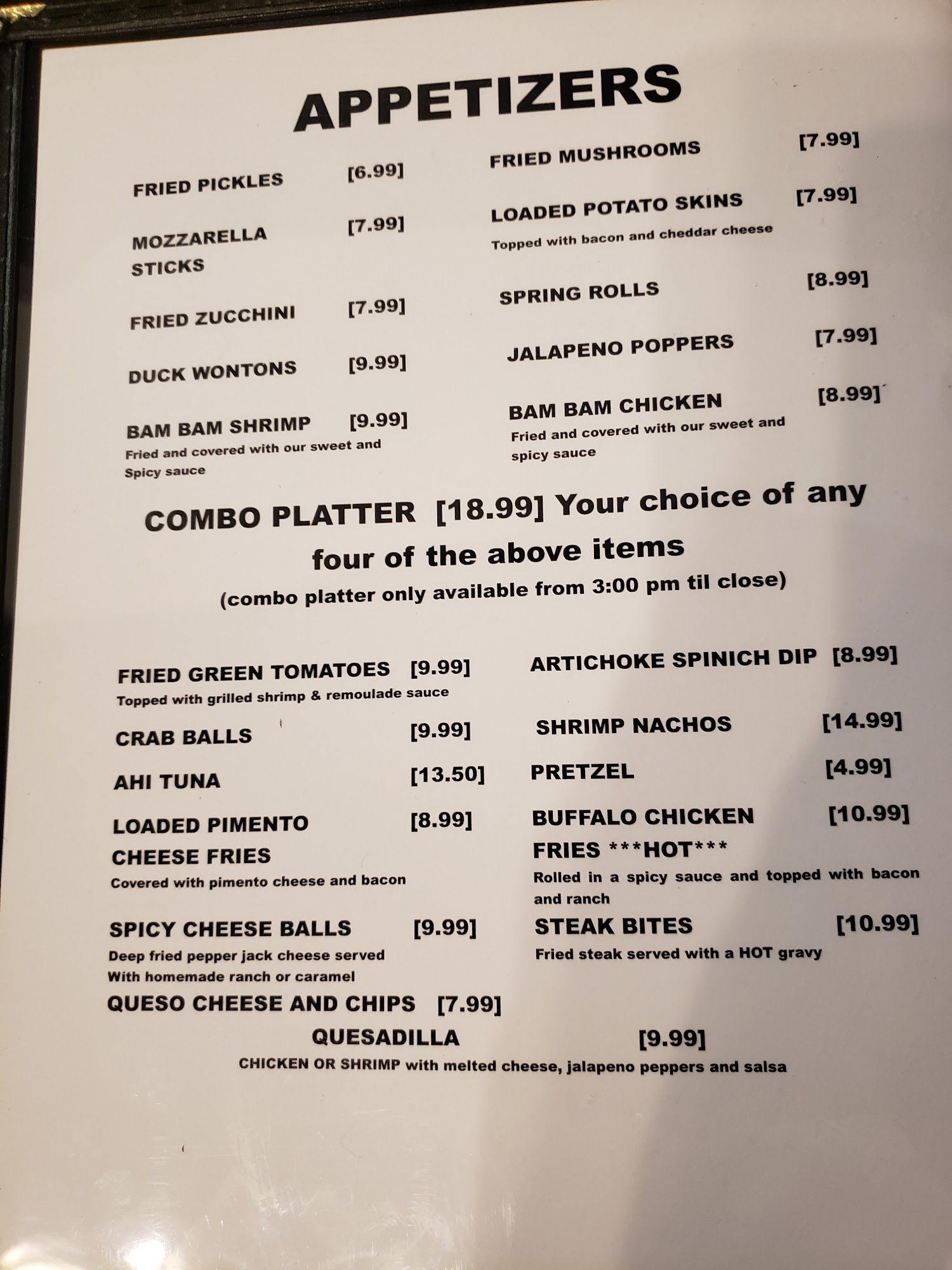 The Grill Menu