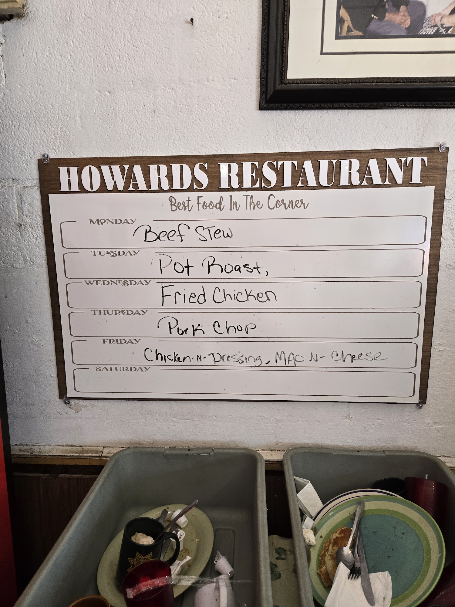 Howard's Restaurant Menu