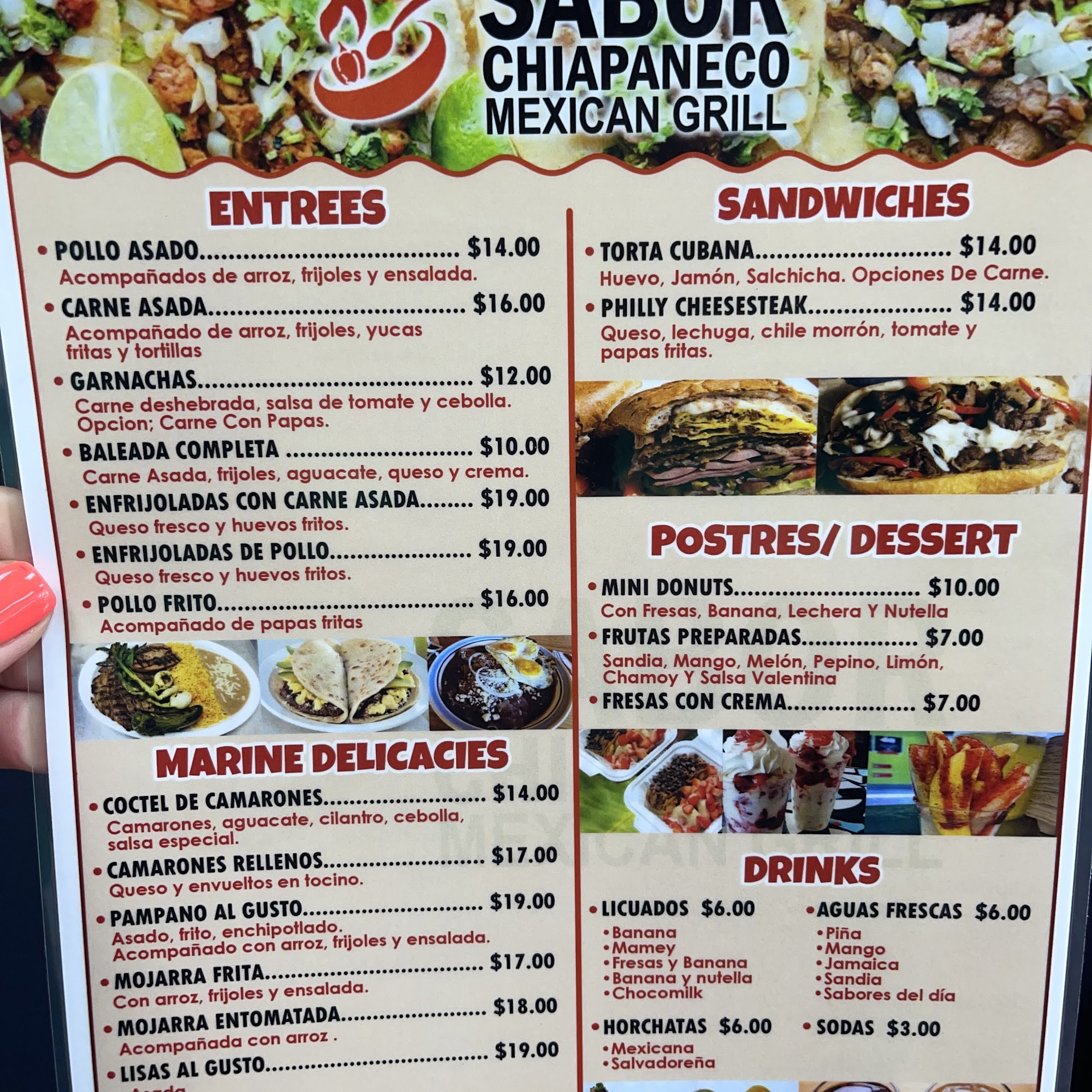 Sabor Chiapaneco Mexican Grill Menu