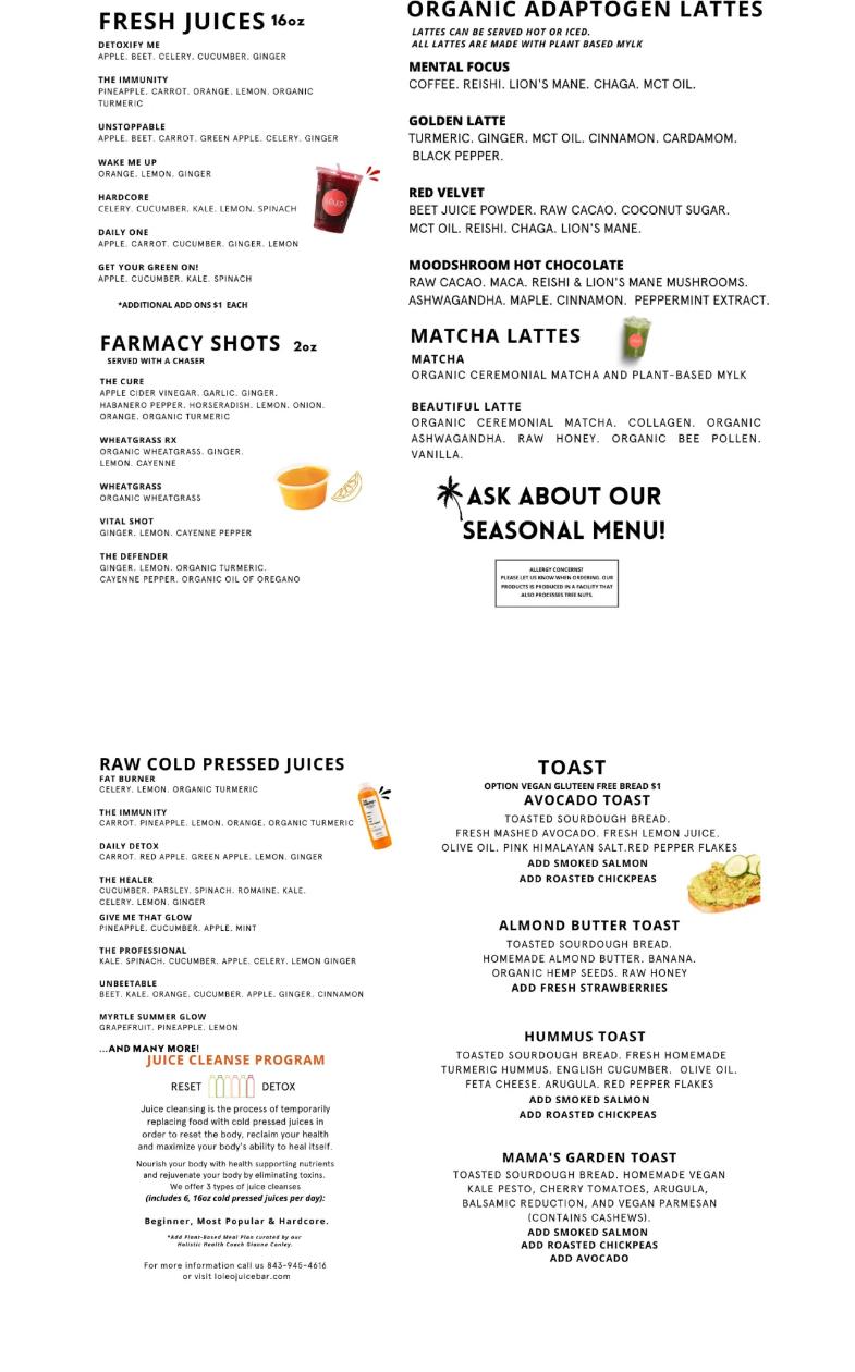 LŌLEO Juice Bar 1240 Belk Dr, Mt Pleasant