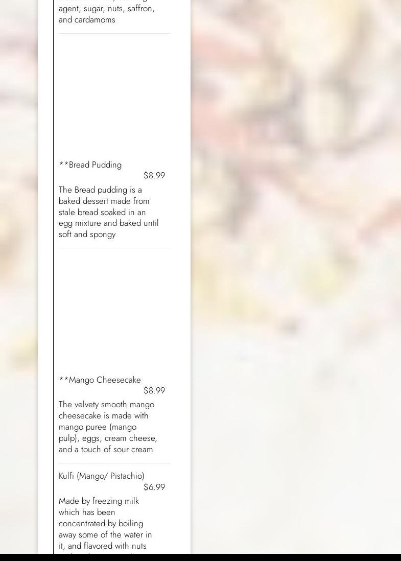 Naan at Mt Pleasant Menu