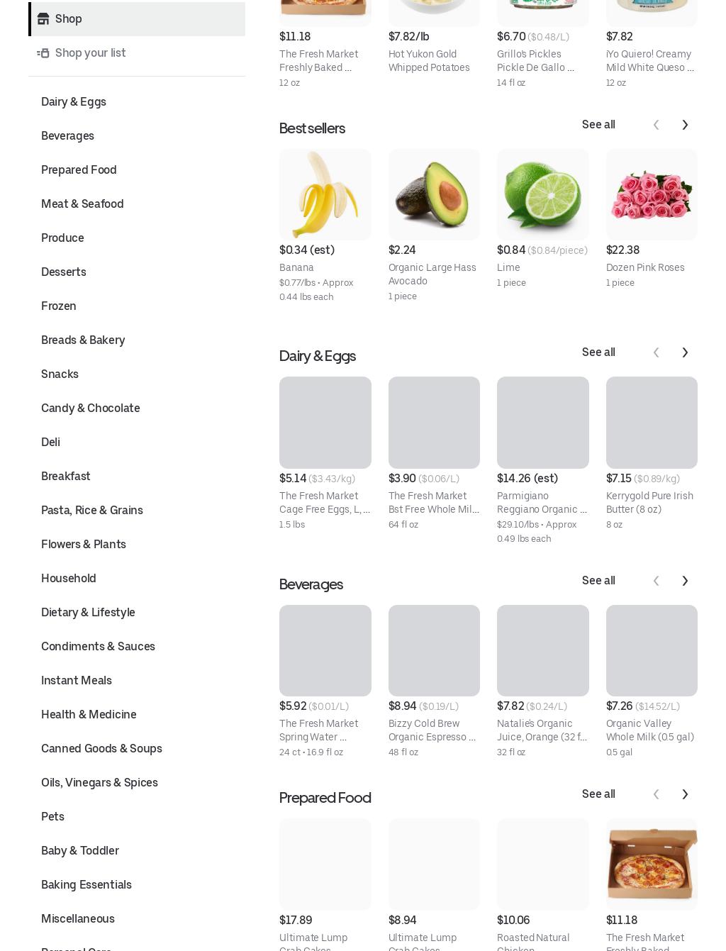 The Fresh Market Menu