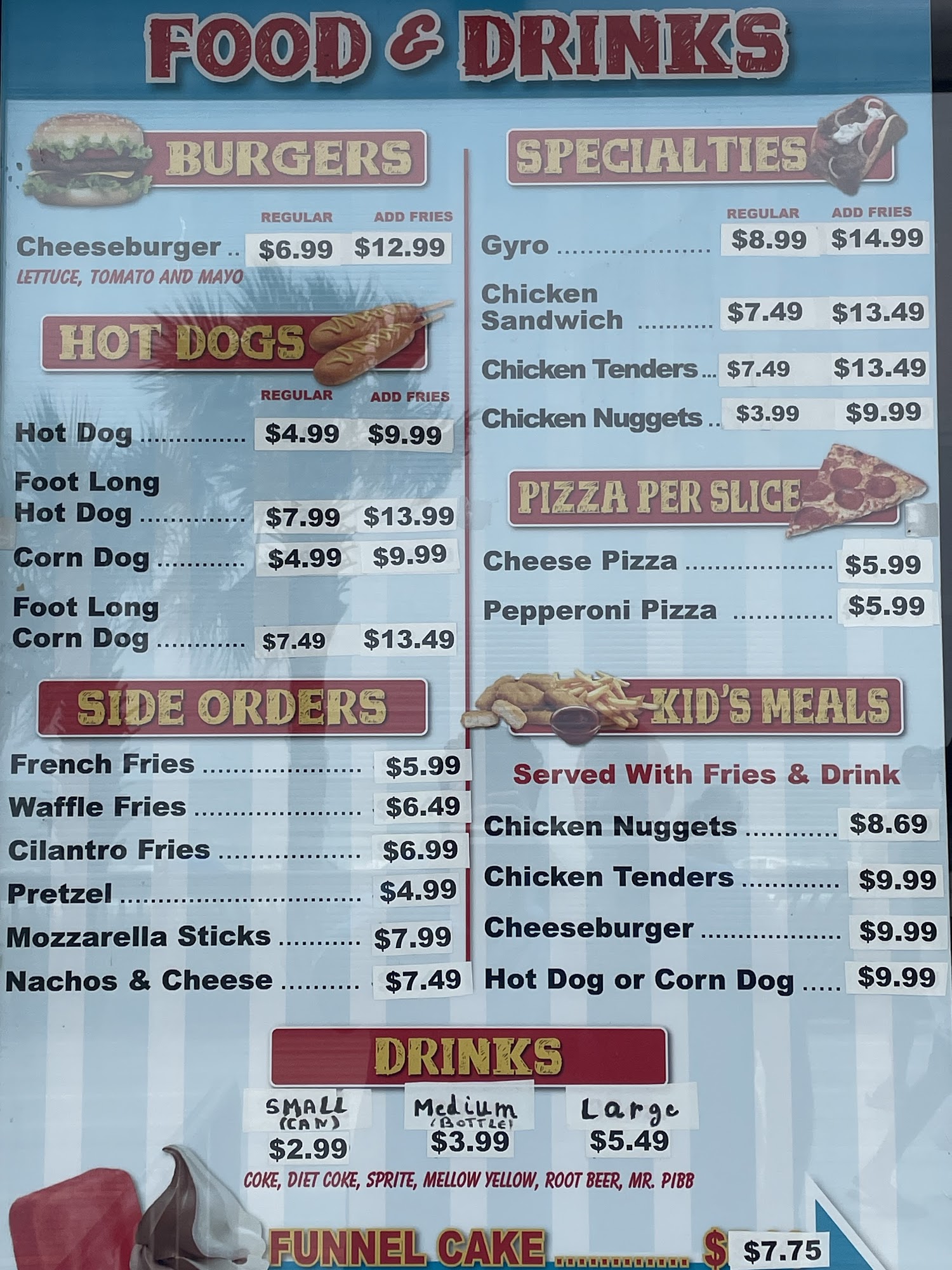 Boardwalk Snack & Ice Cream Menu
