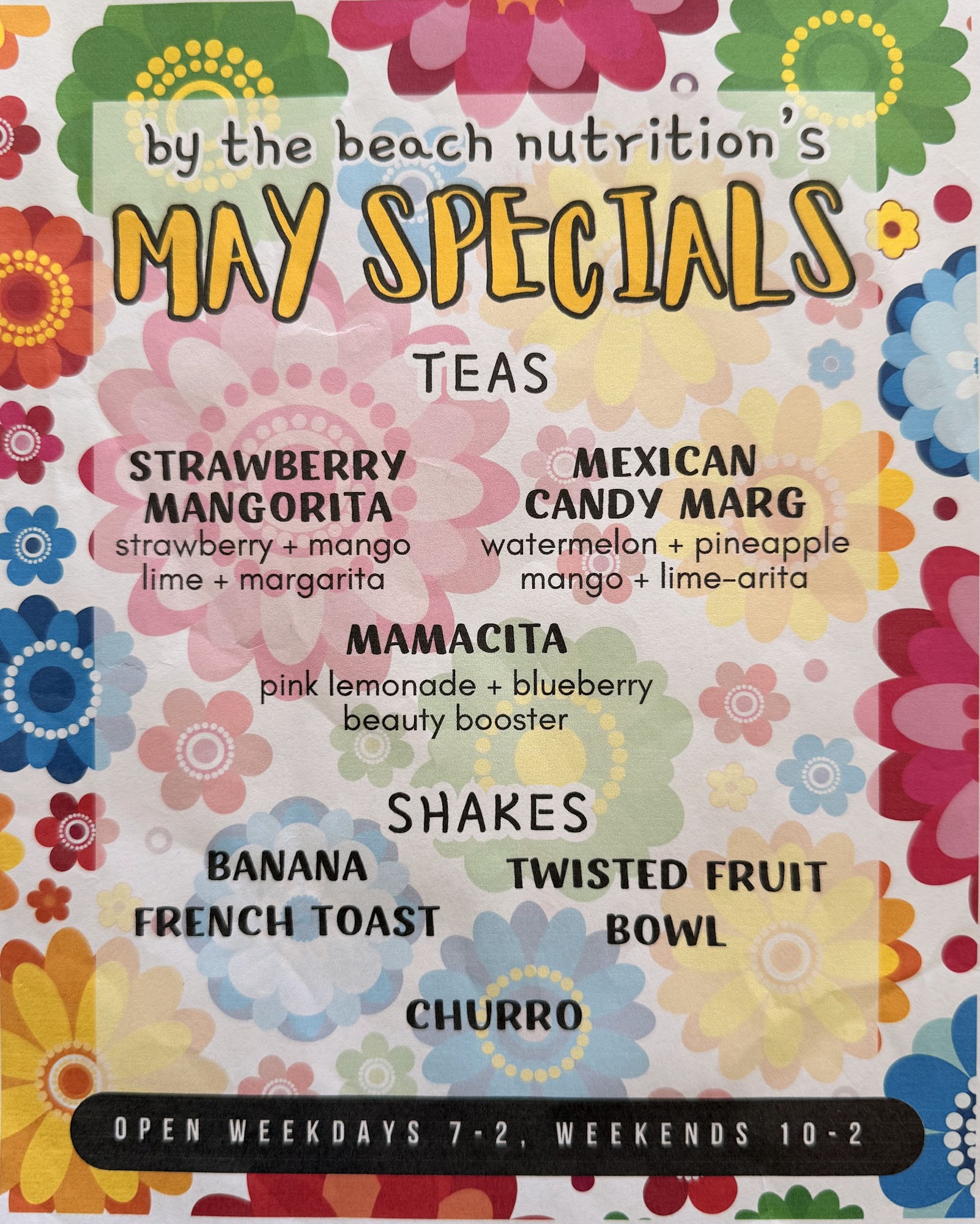 By The Beach Nutrition Menu