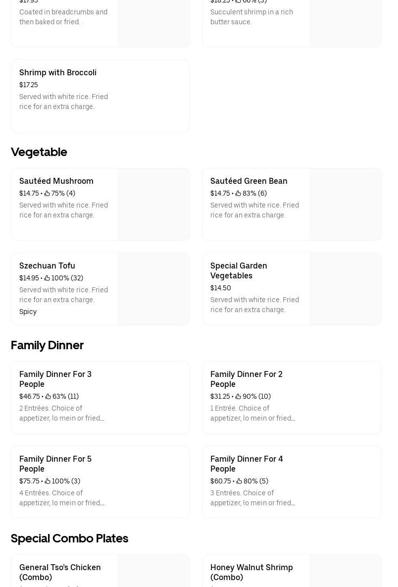 Hong Kong Chinese Buffet Menu