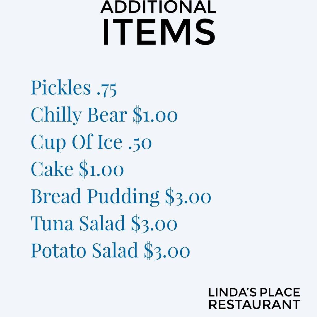 LINDA'S PLACE Menu