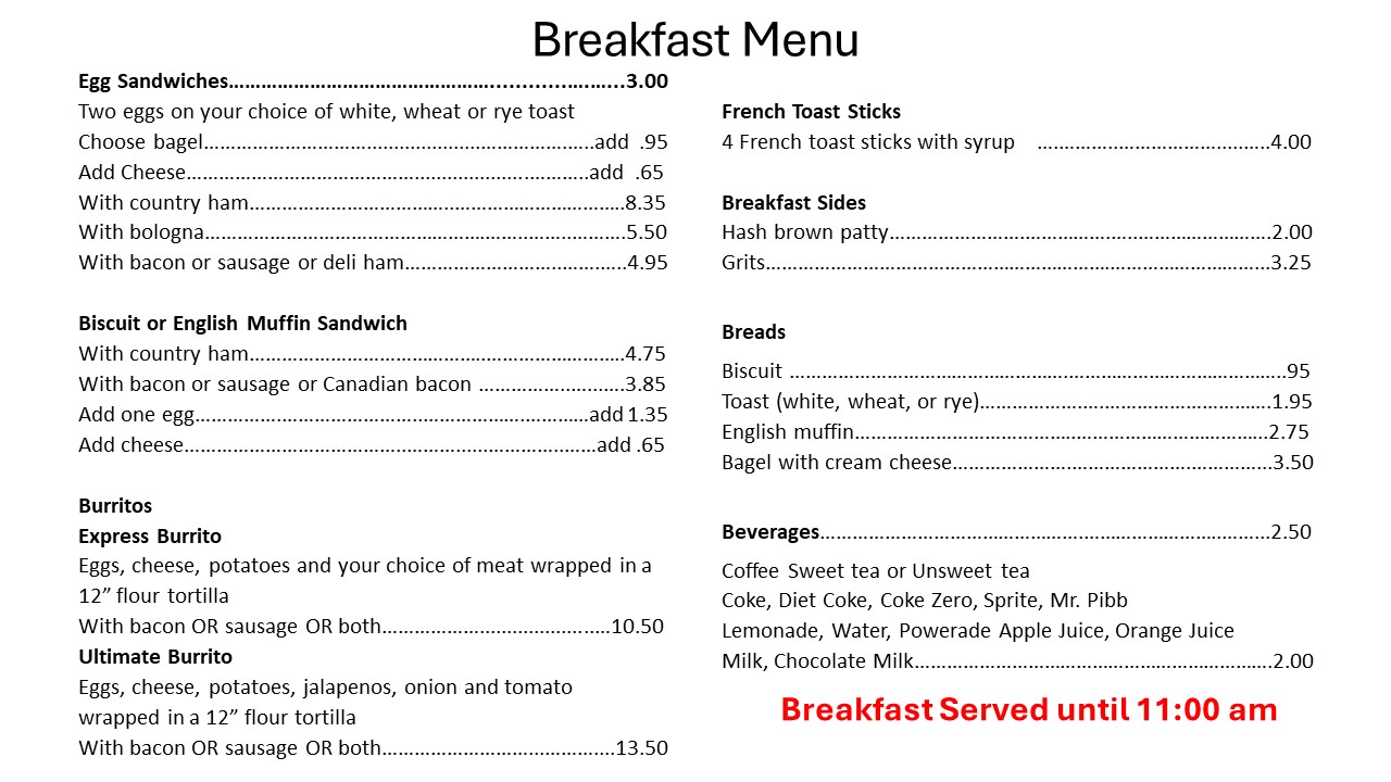 Litchfield Restaurant Express & Snak Shack Menu