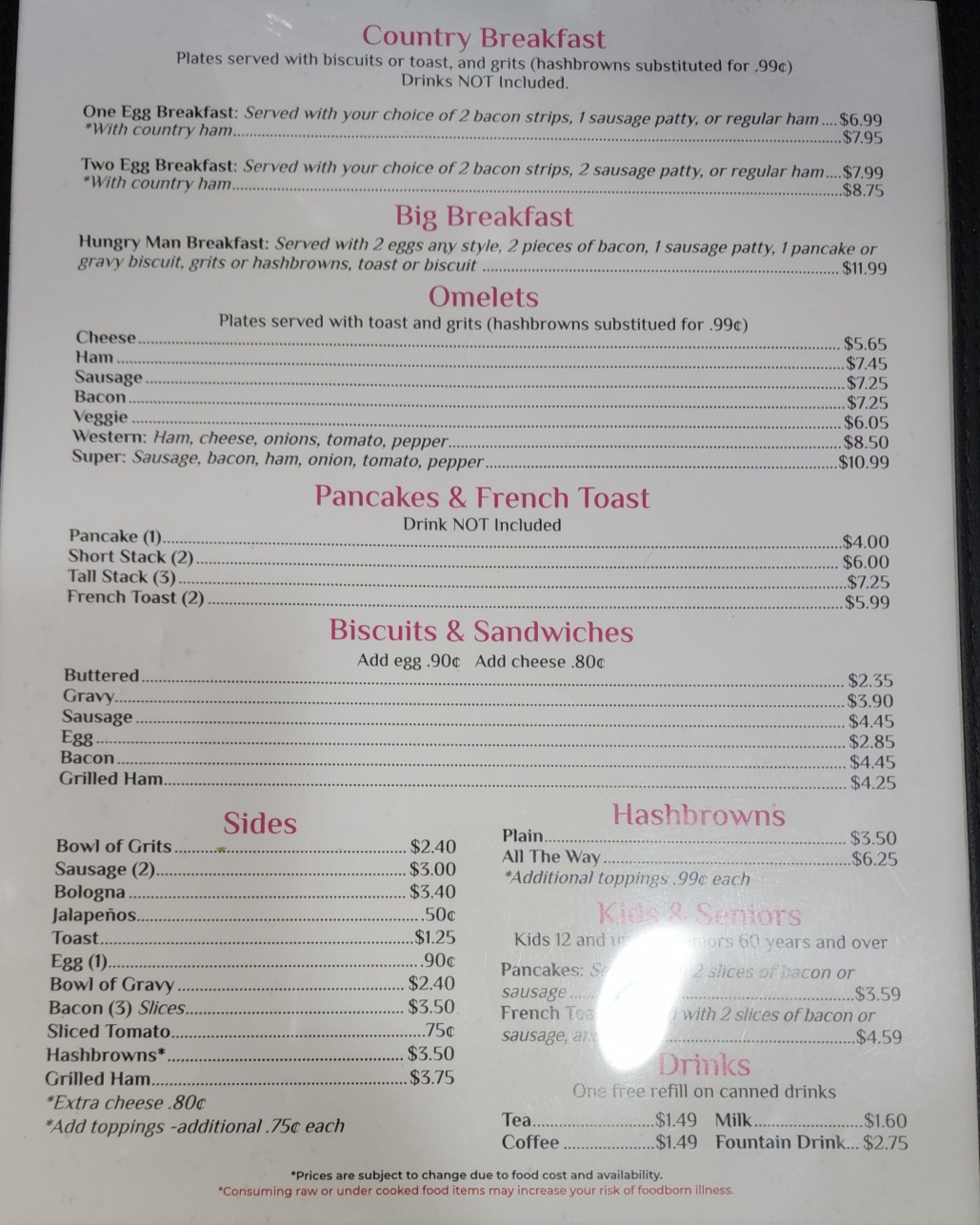 Auntie Ann's Kitchen 2 Menu