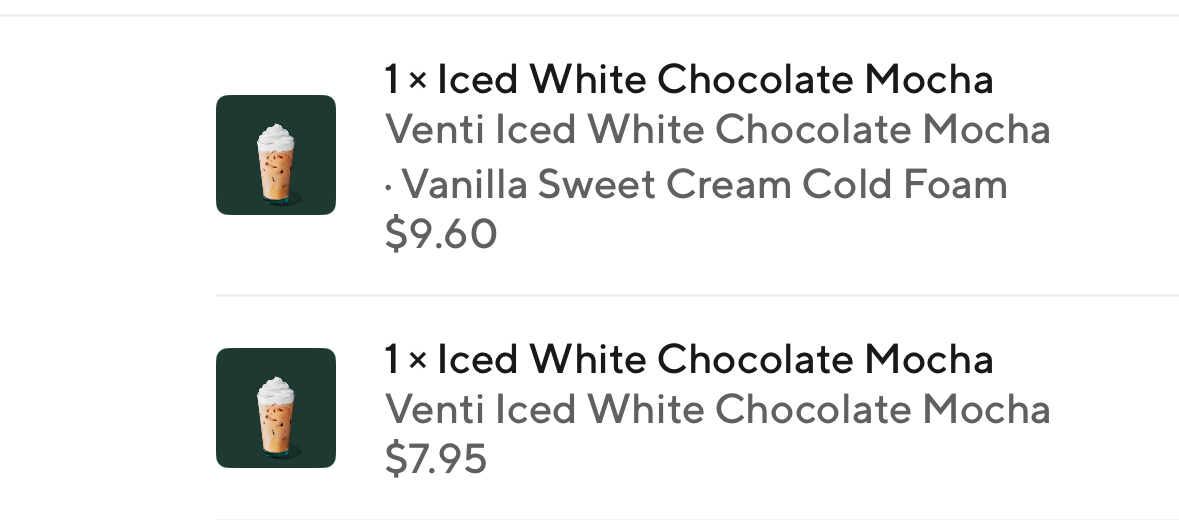 Starbucks Menu