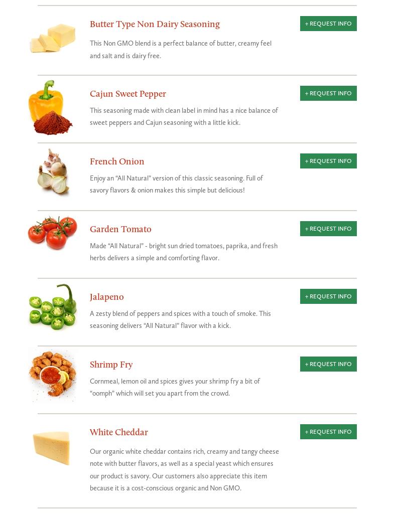 Carolina Ingredients Menu