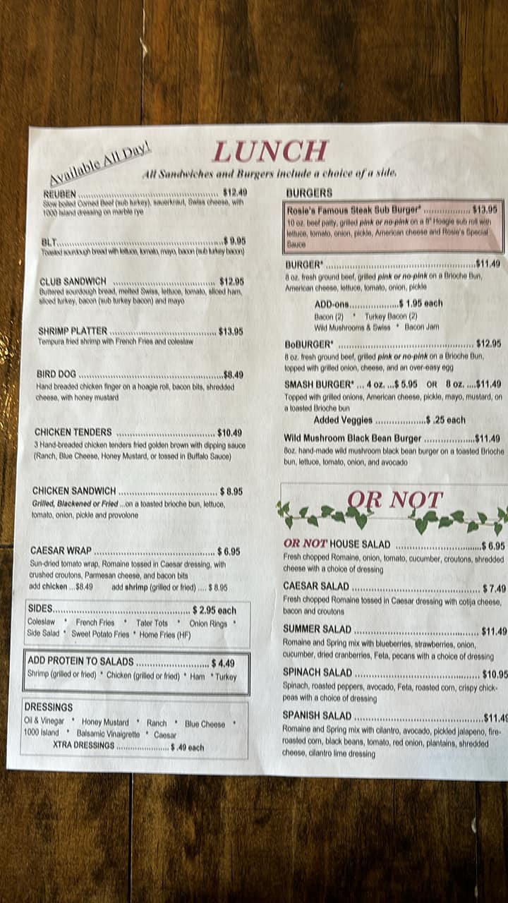 Xtra Bacon or Not Menu