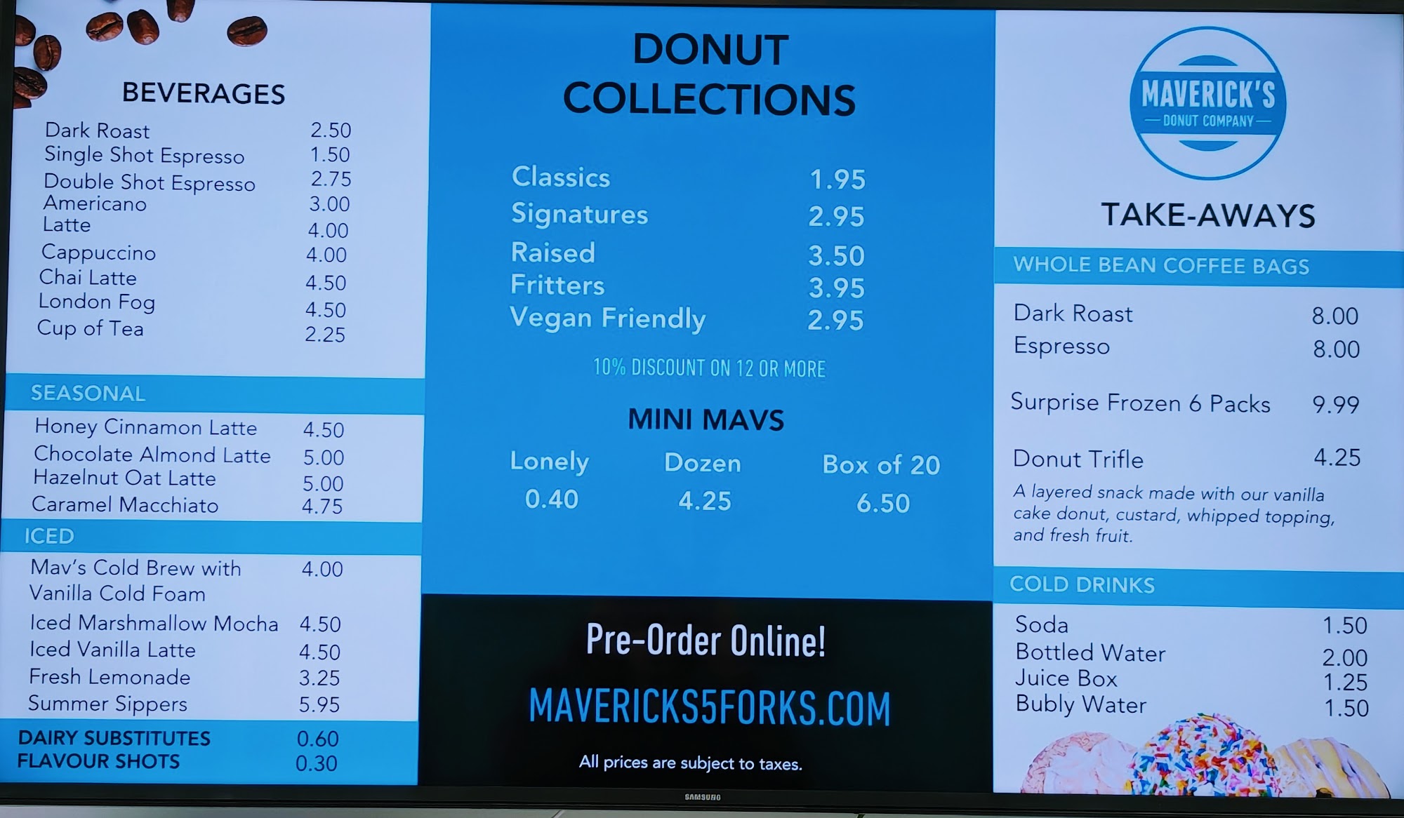 Maverick's Donut Company - Simpsonville Menu