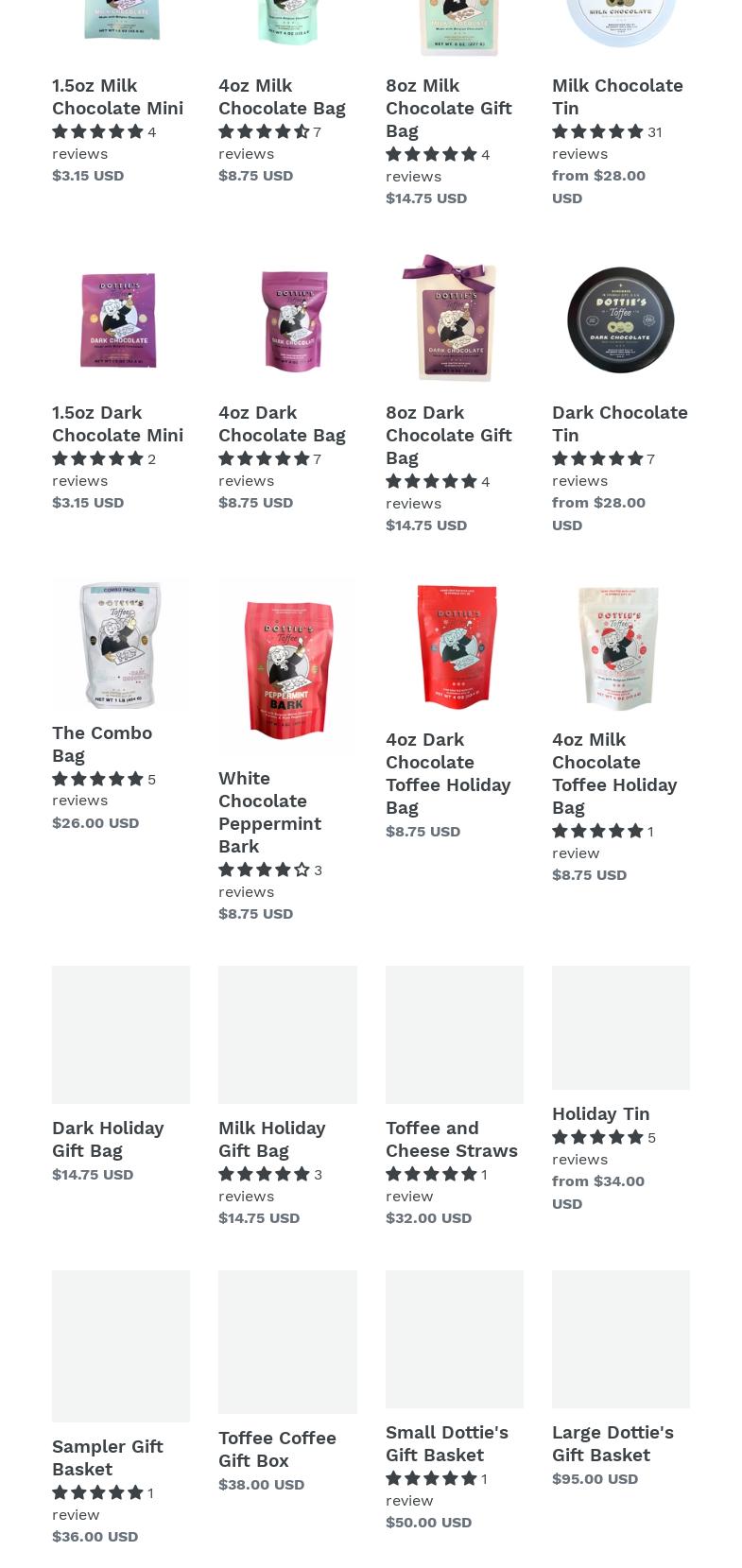 Dottie's Toffee Menu