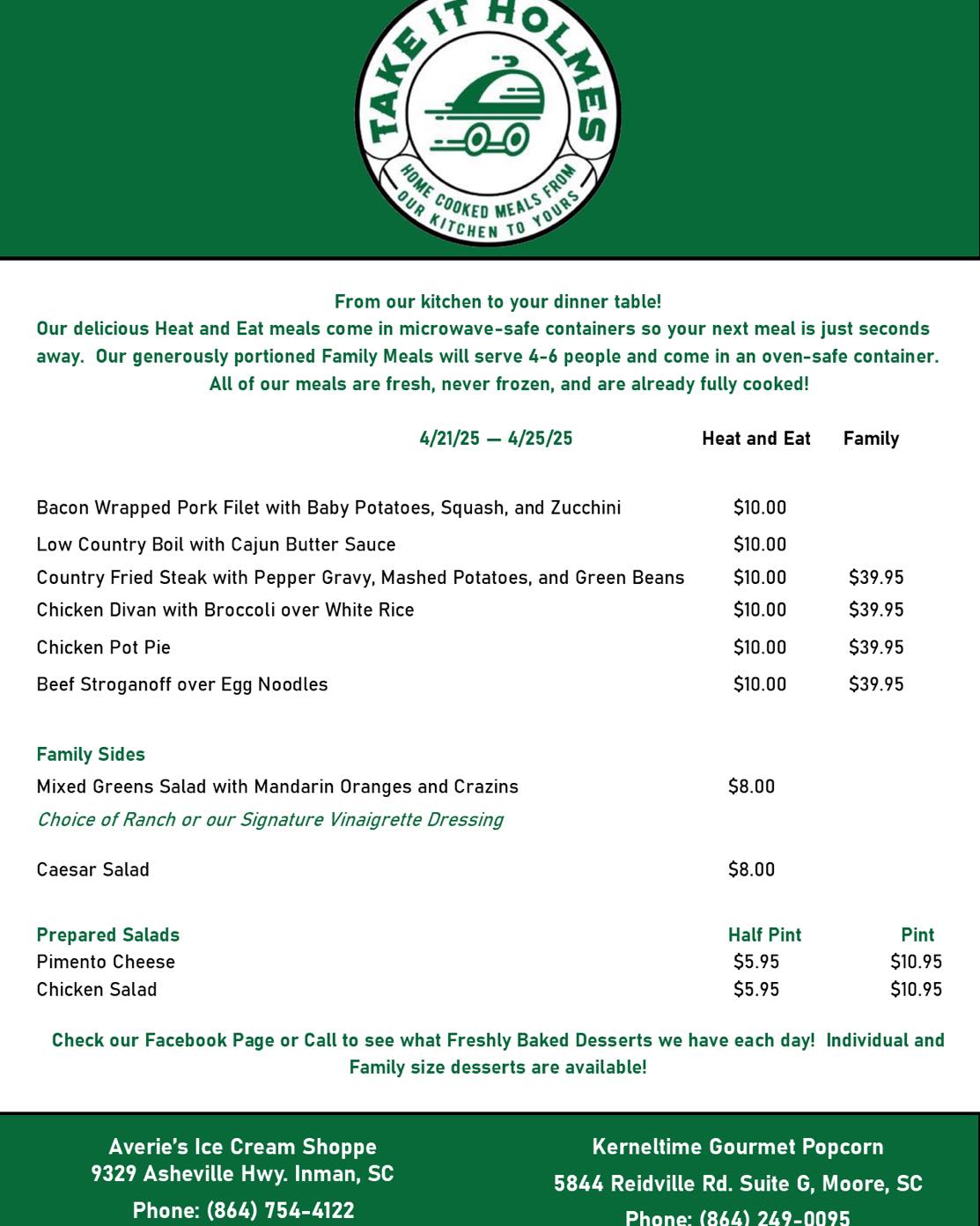 Holmes Catering & Events Menu