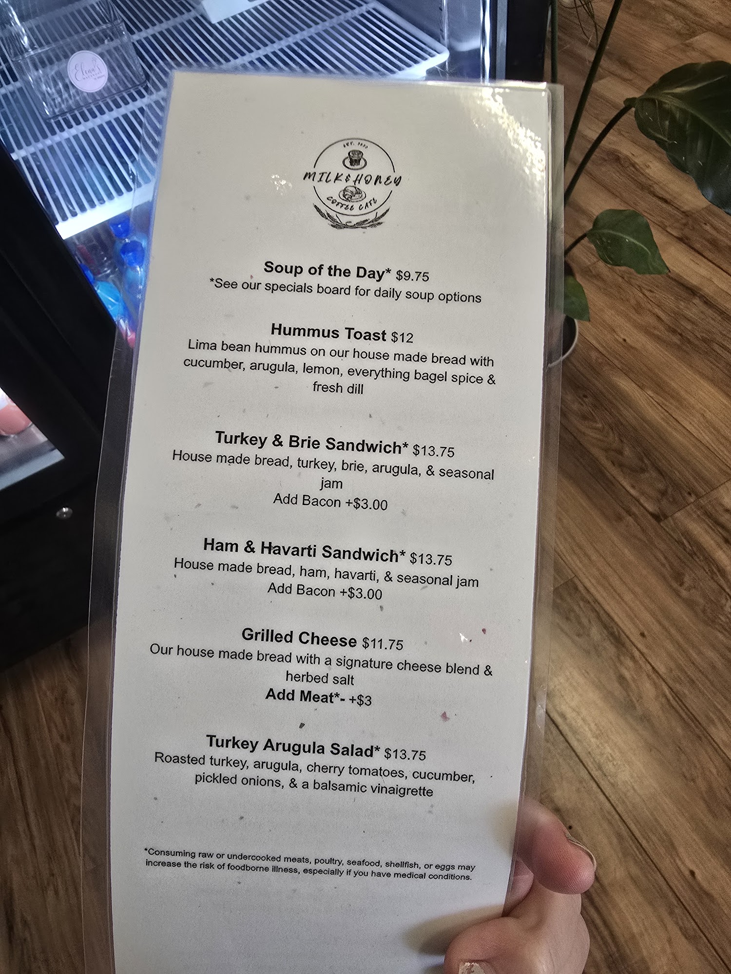 Milk & Honey Coffee Cafe Menu