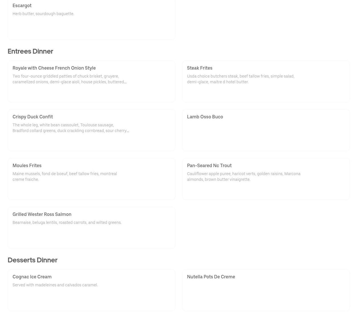 Rooster's Den Menu