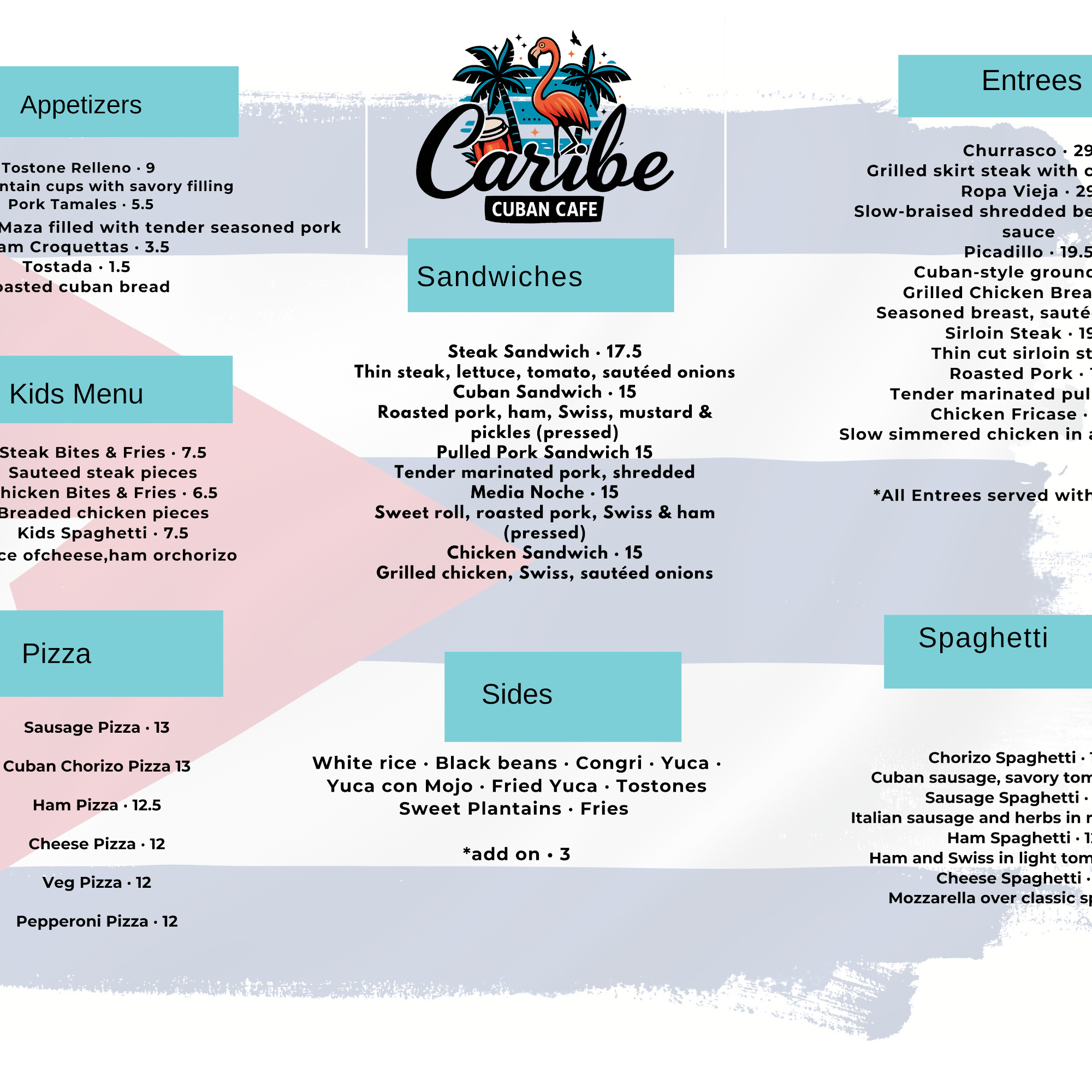 Caribe Cuban Cafe Menu