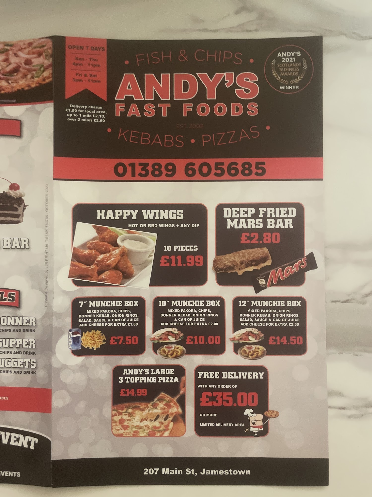 Andy’s Menu