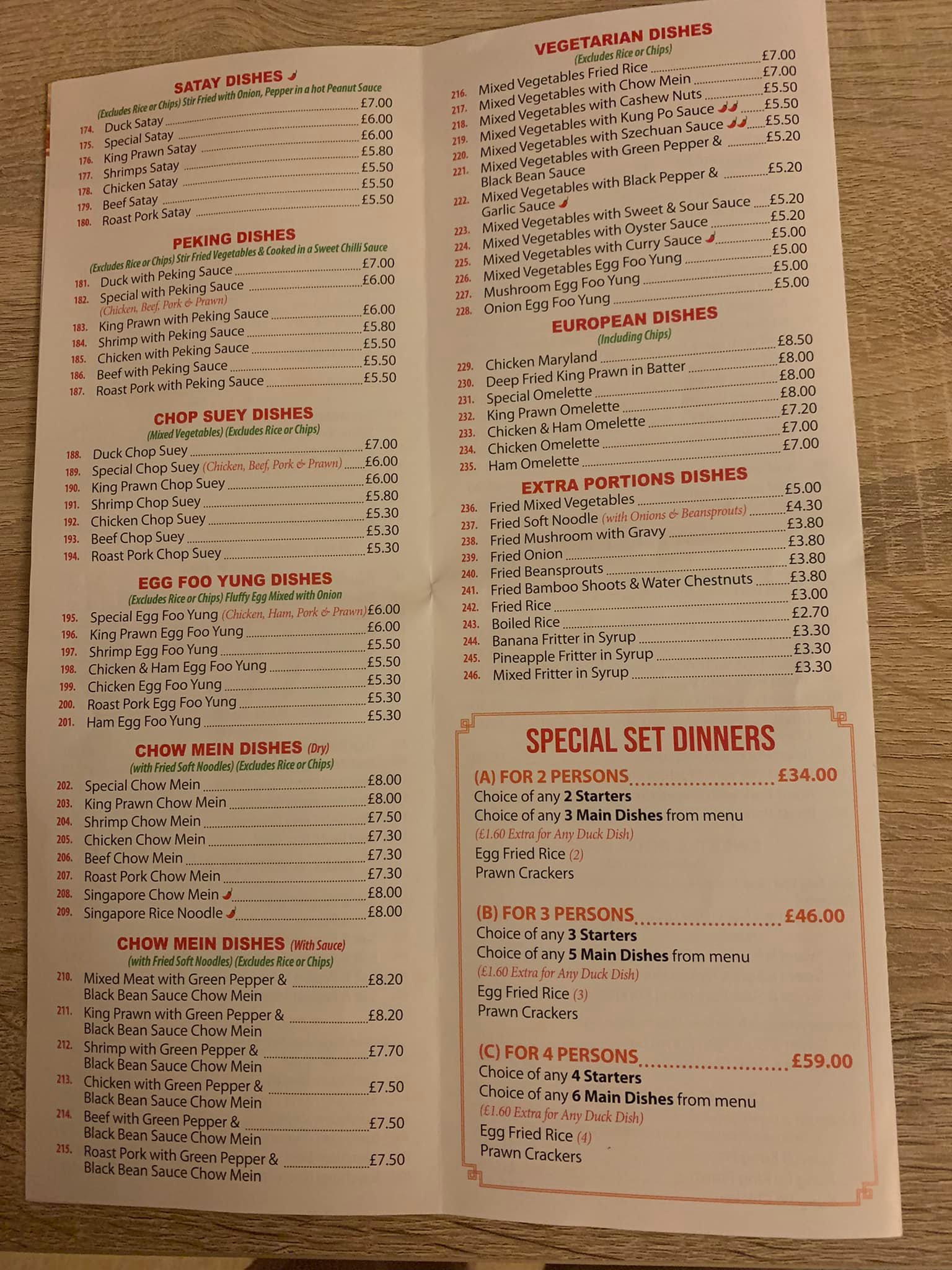 The Balmoral Menu