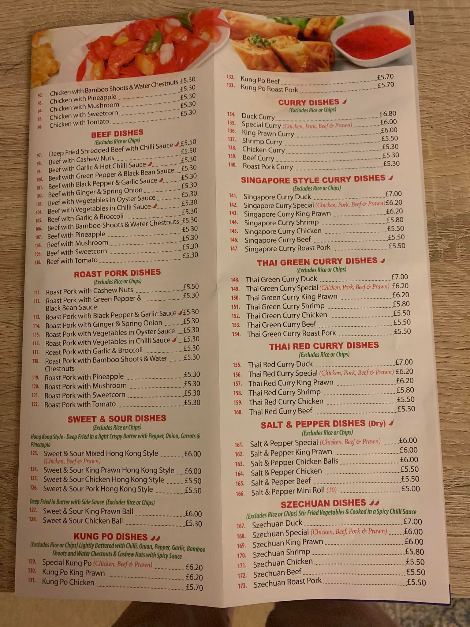The Balmoral Menu