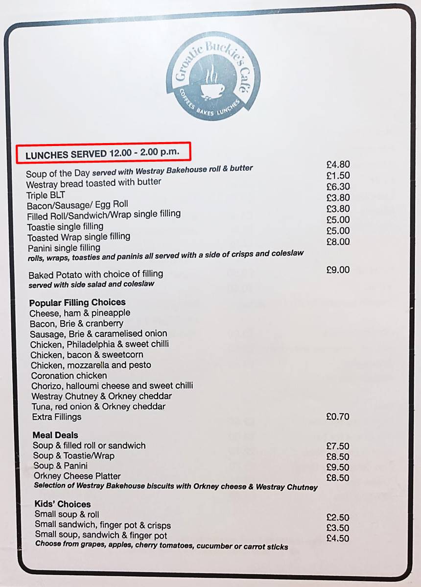 Groatie Buckies Menu