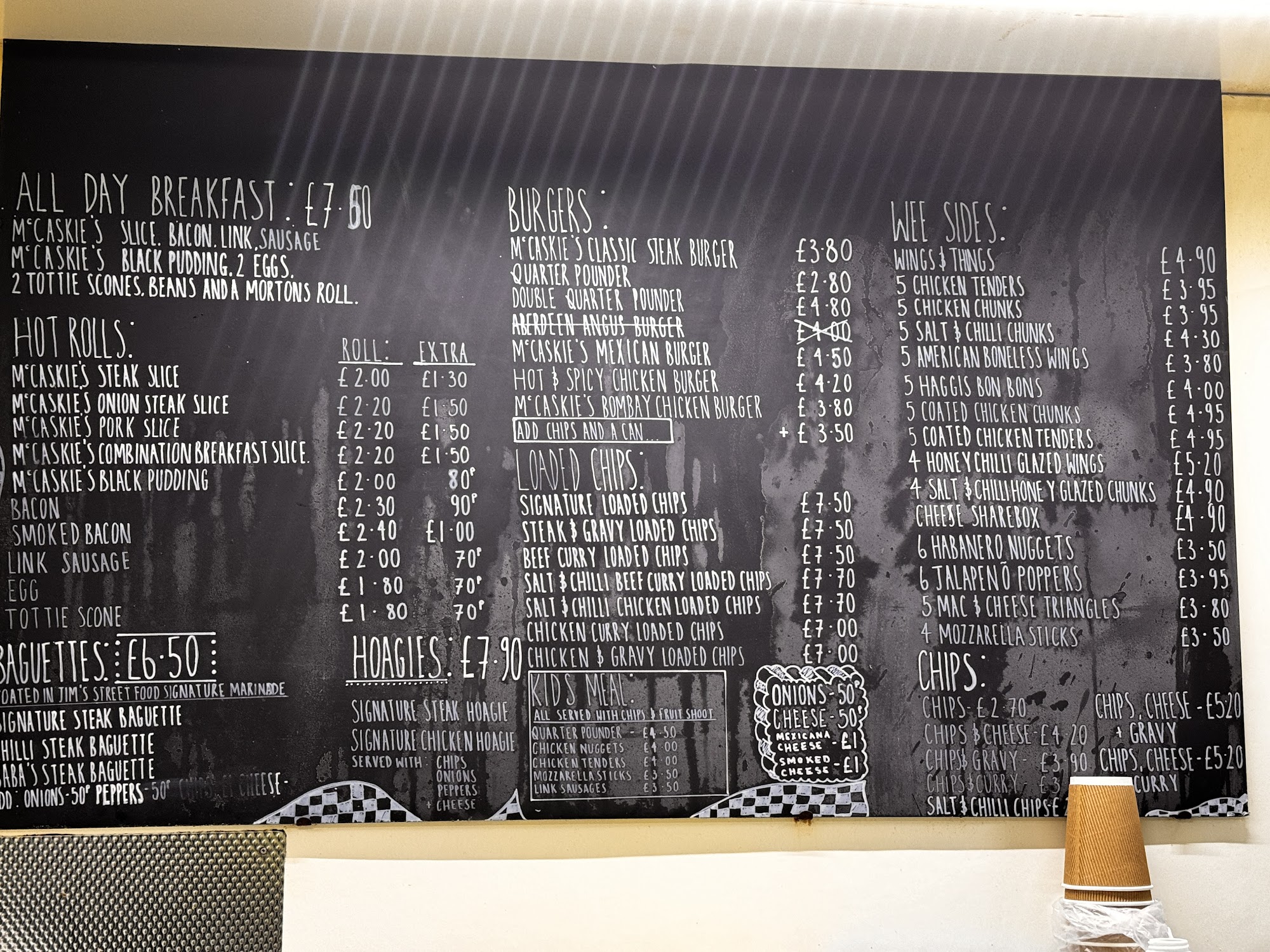 Jim's Burger Van Greenock Menu