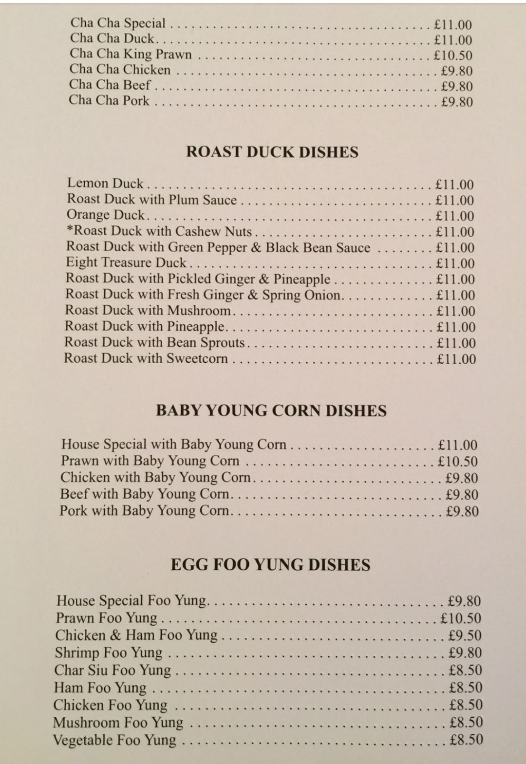 China Garden Restaurant Menu