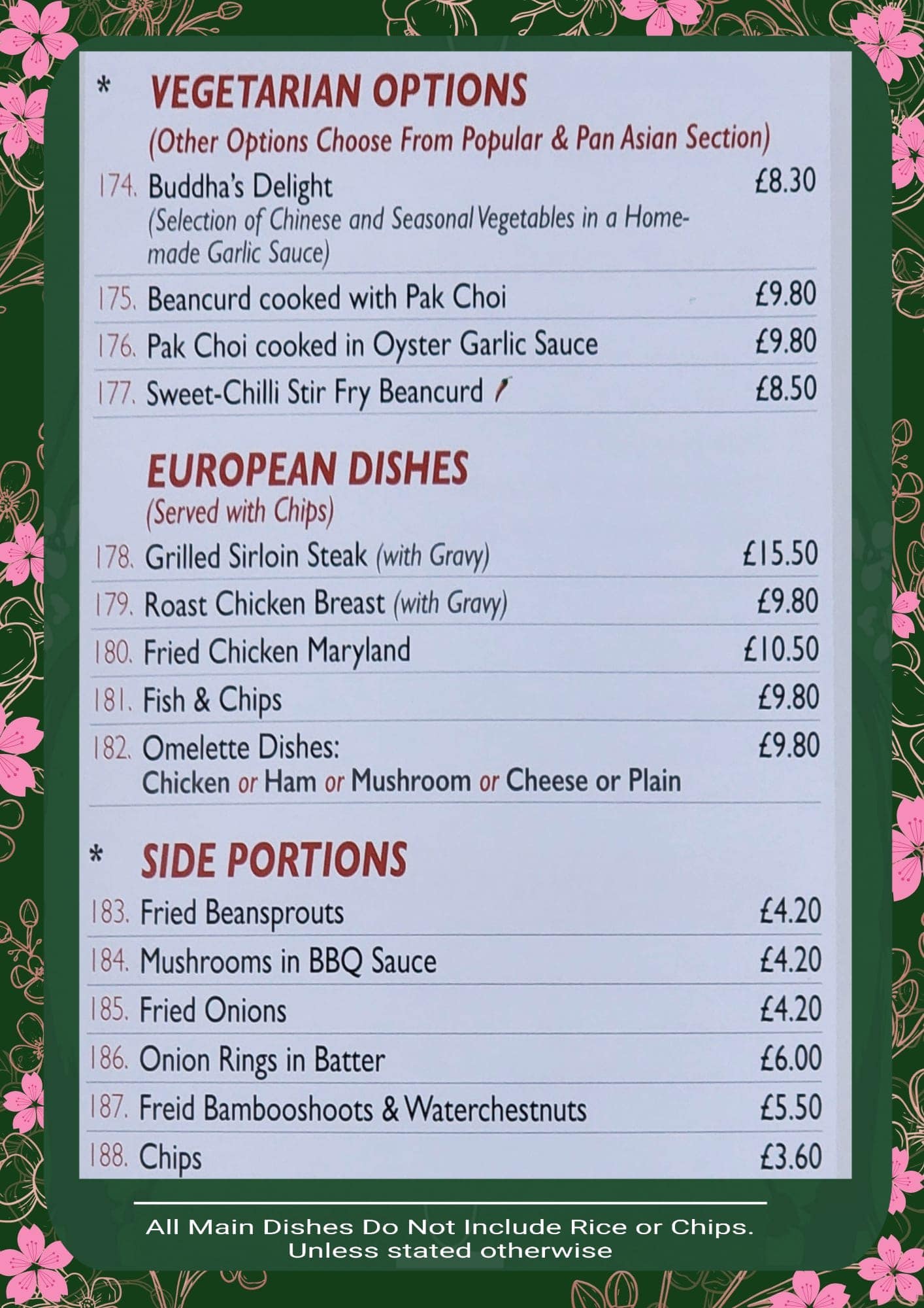 Mandarin Menu