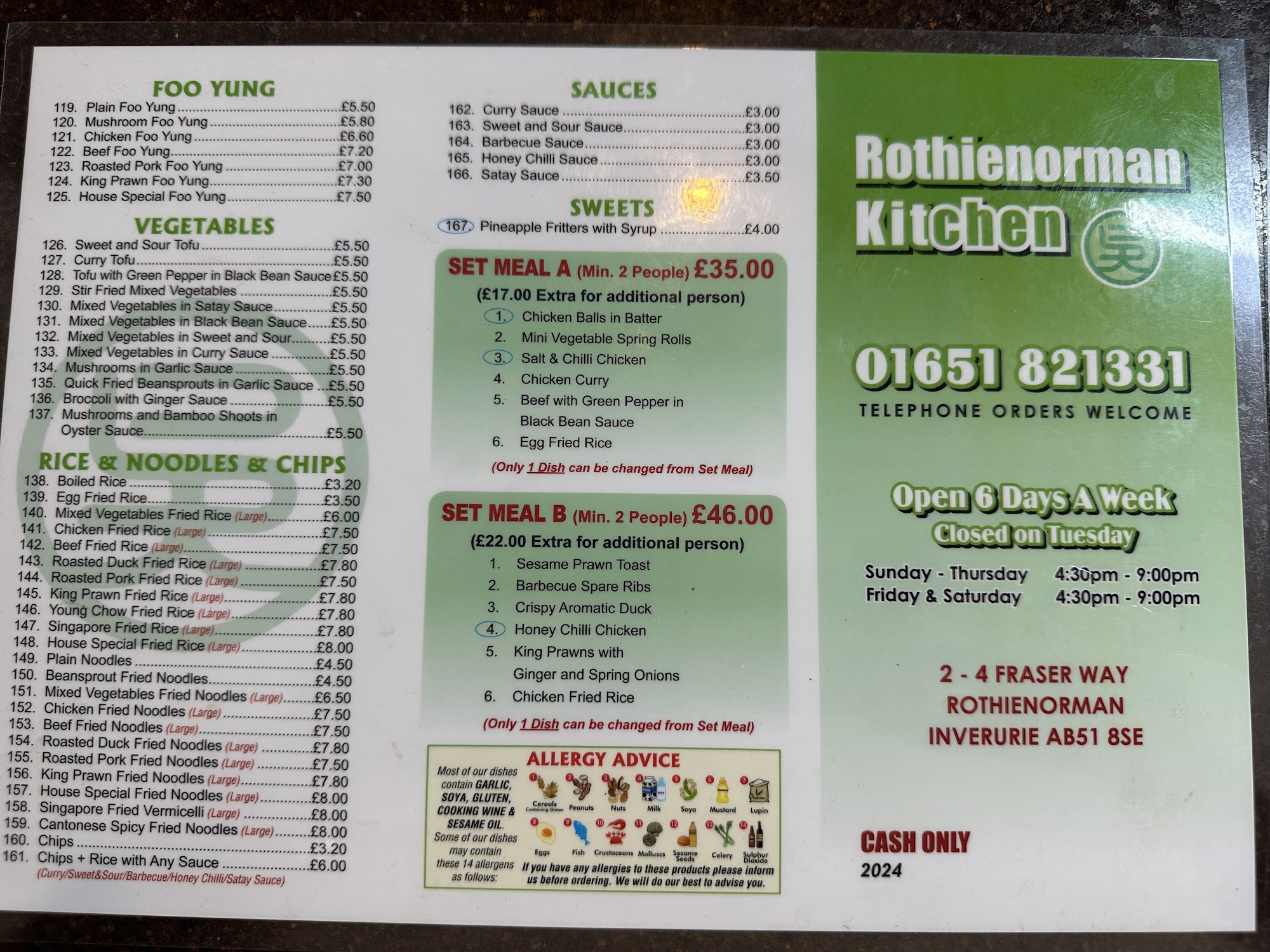 Eastern Chinese Takeaway Menu