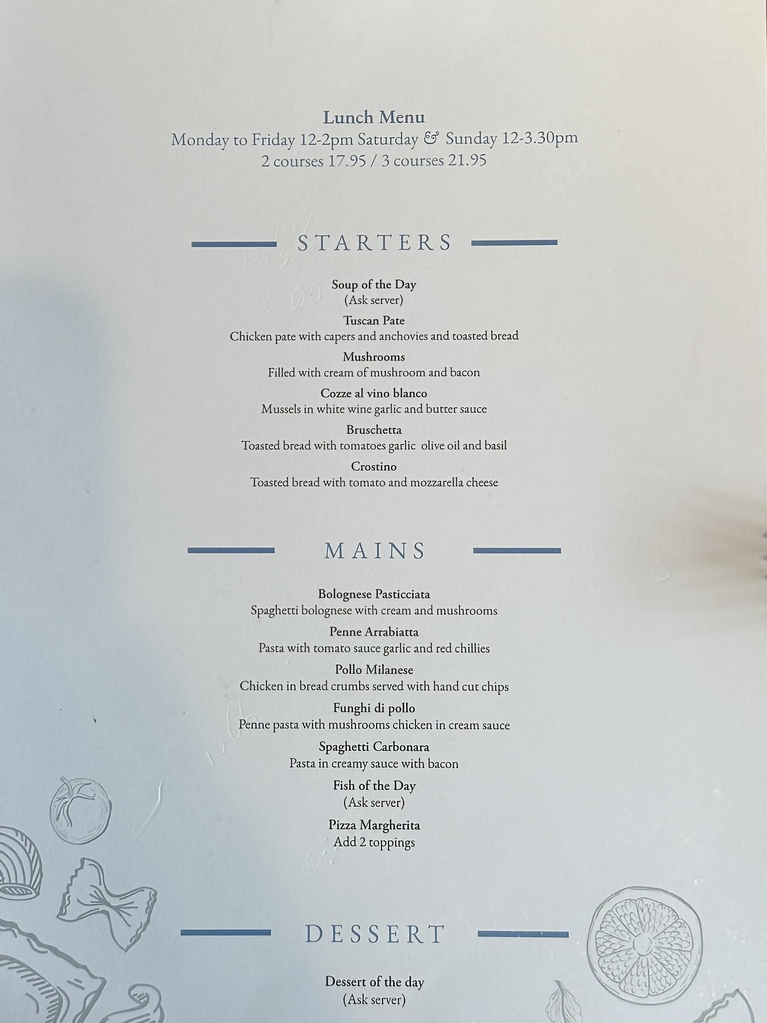 La Cucina Menu