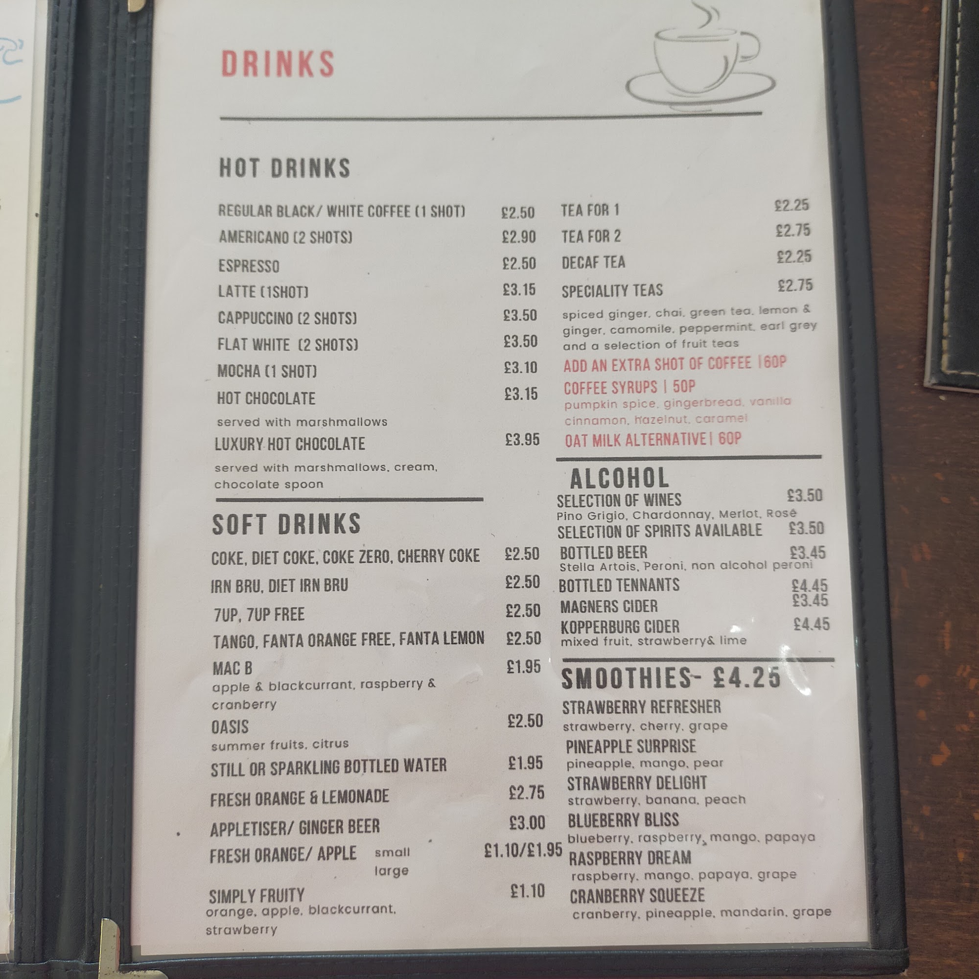 The Waterfront Café Bar Menu