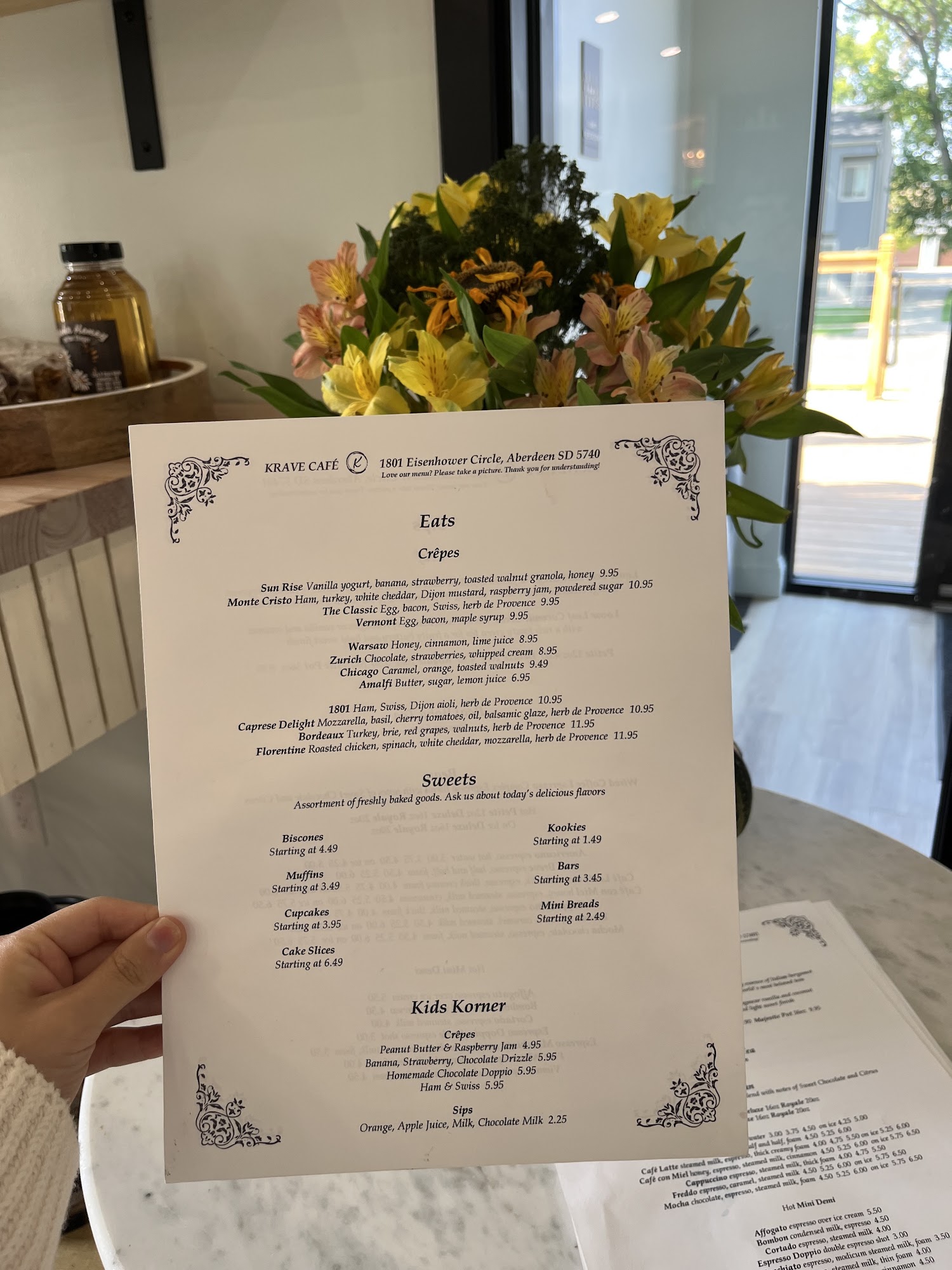 Krave Cafe Menu