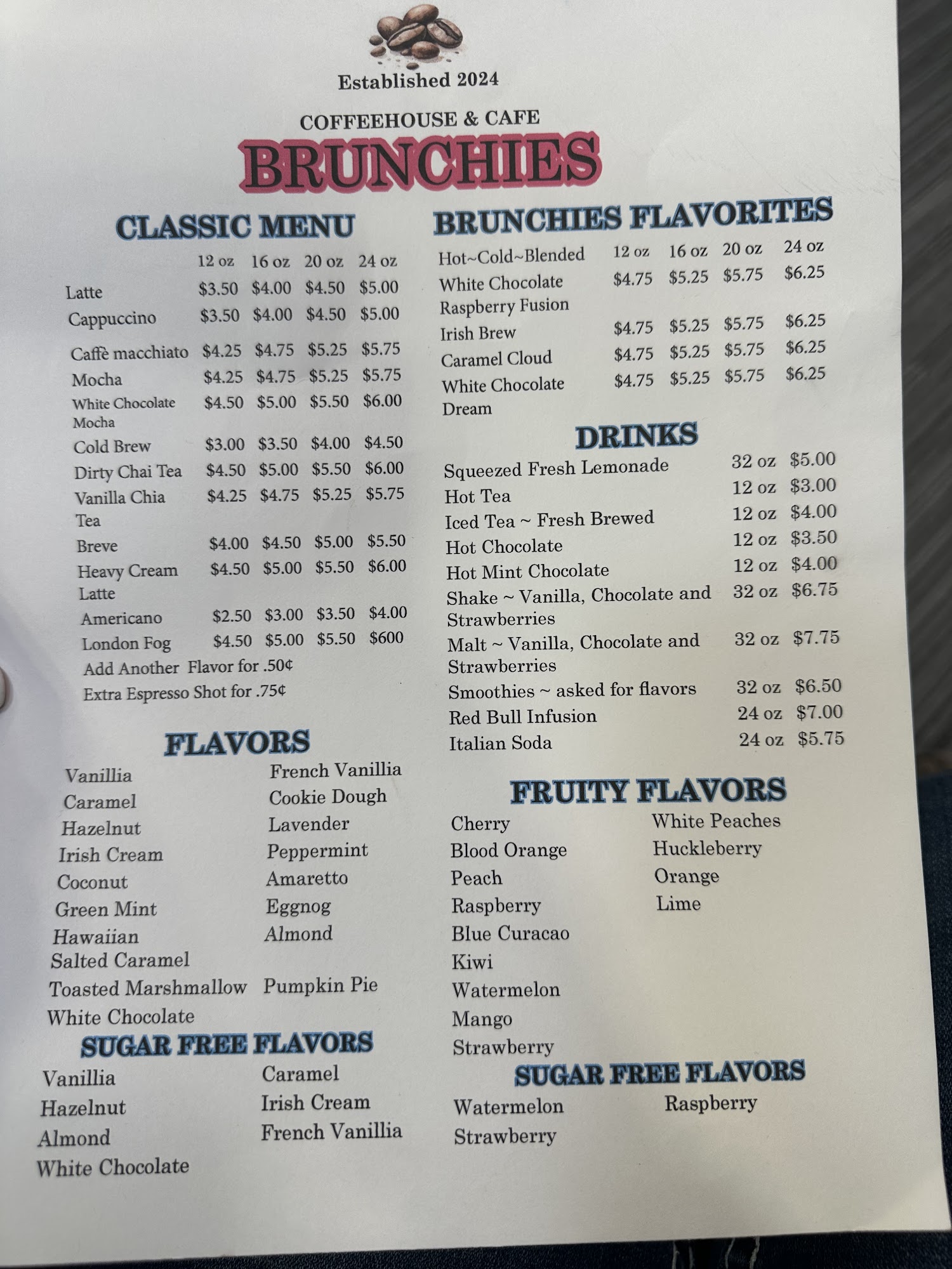 Brunchies Menu