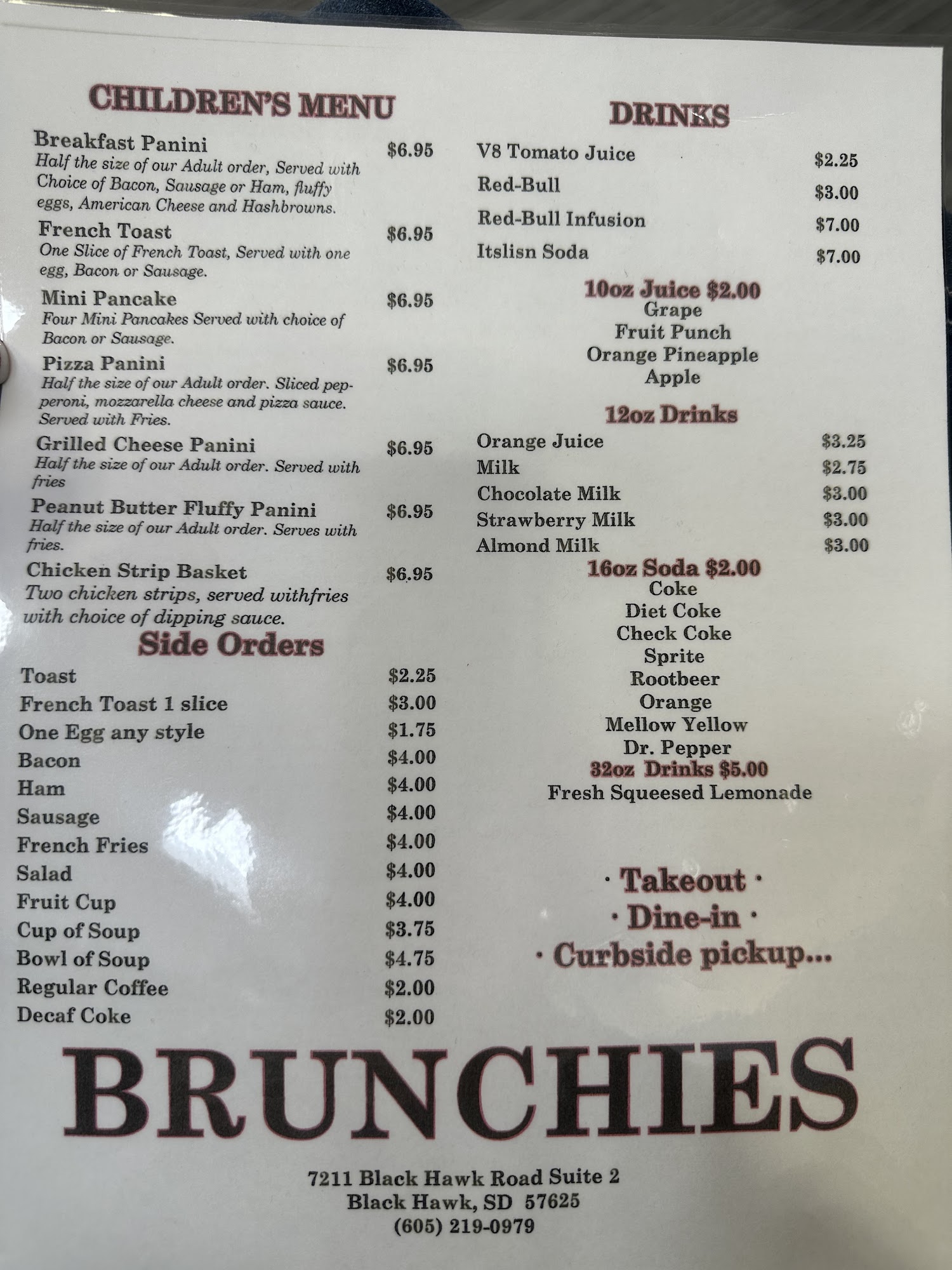 Brunchies Menu