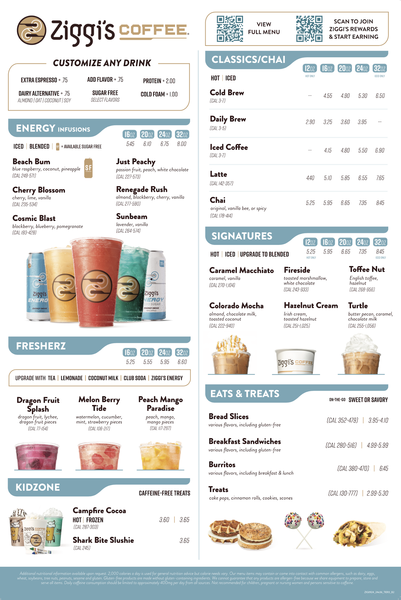 Ziggi's Coffee Menu