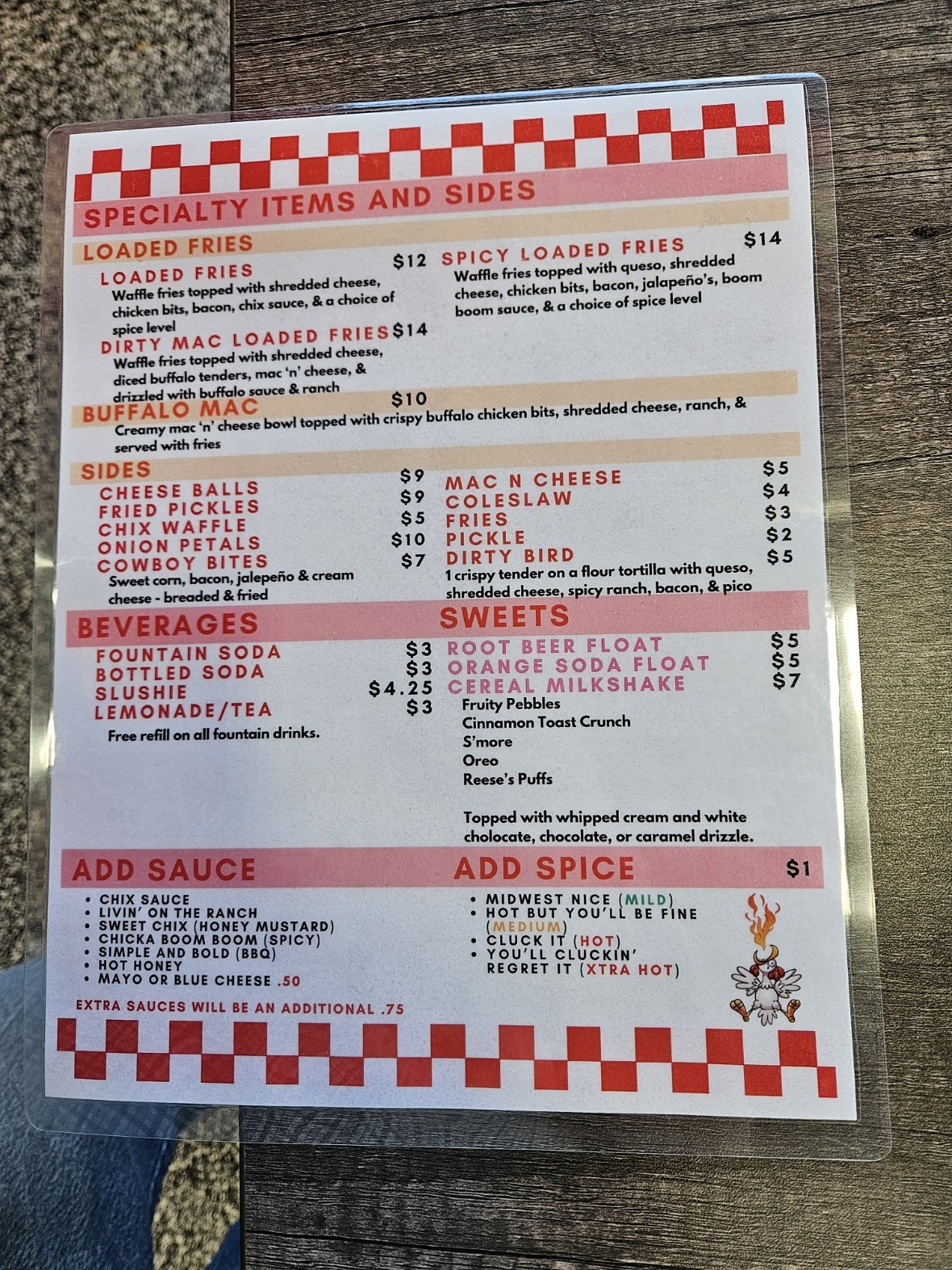 Chix Chicken & Waffles Menu