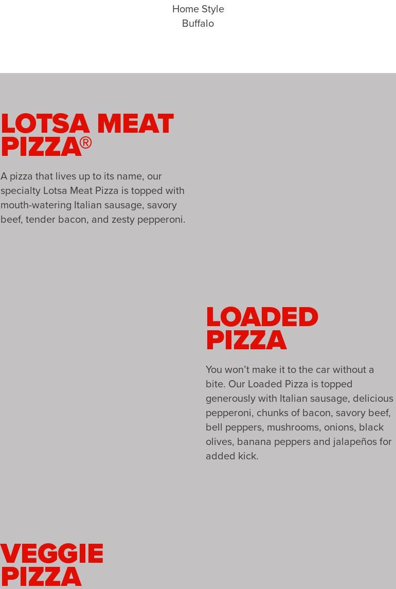 Hunt Brothers Pizza Menu