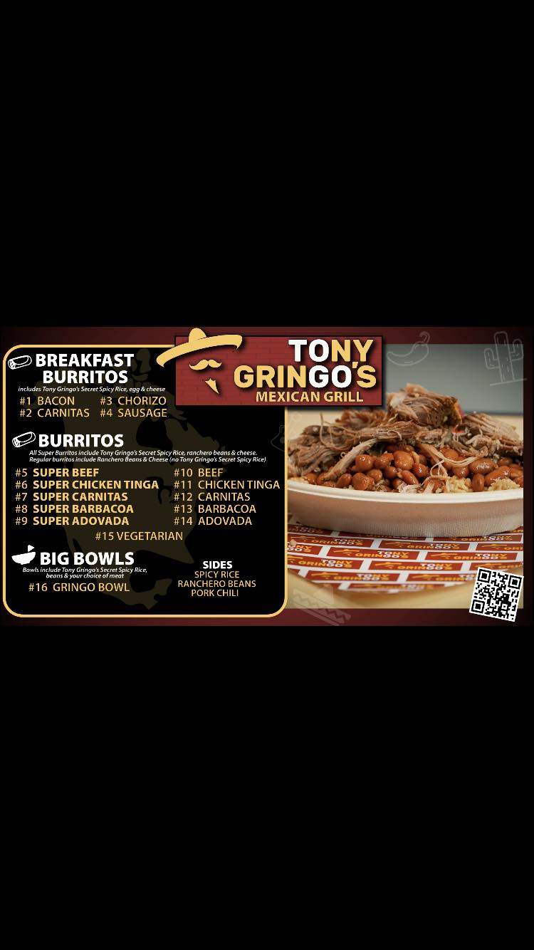 Tony Gringo's Mexican Grill Menu