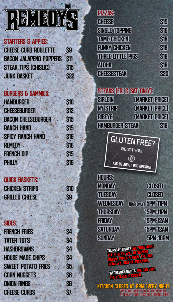 Remedy’s on Main Menu