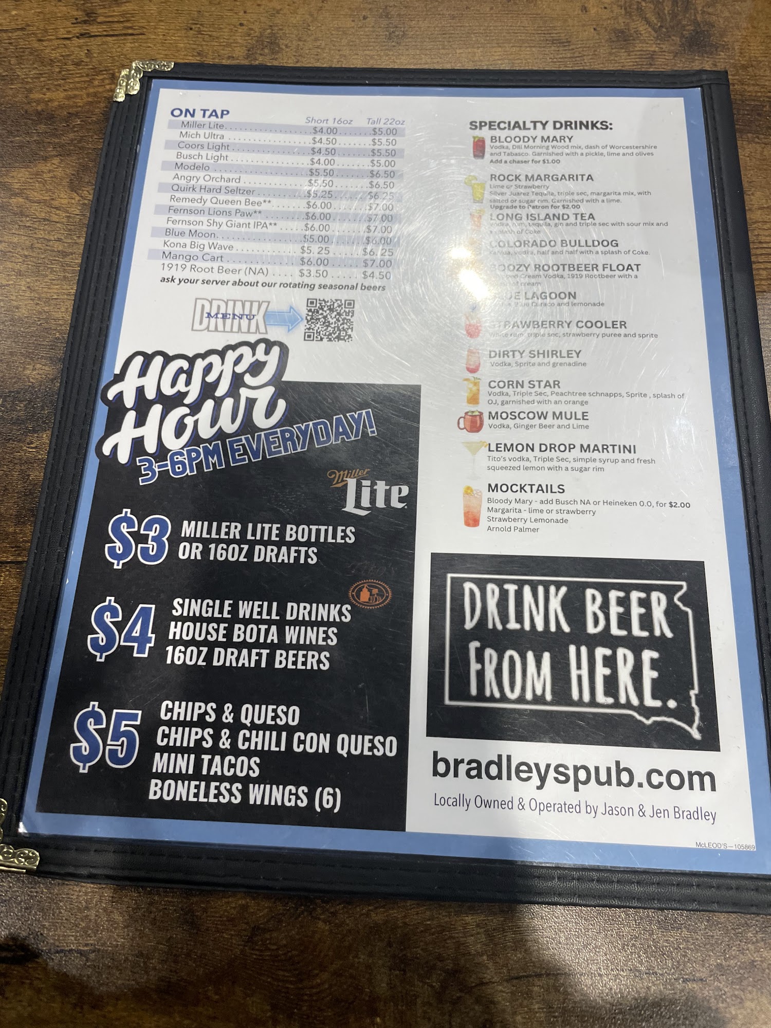 Bradley’s Pub & Grille Menu