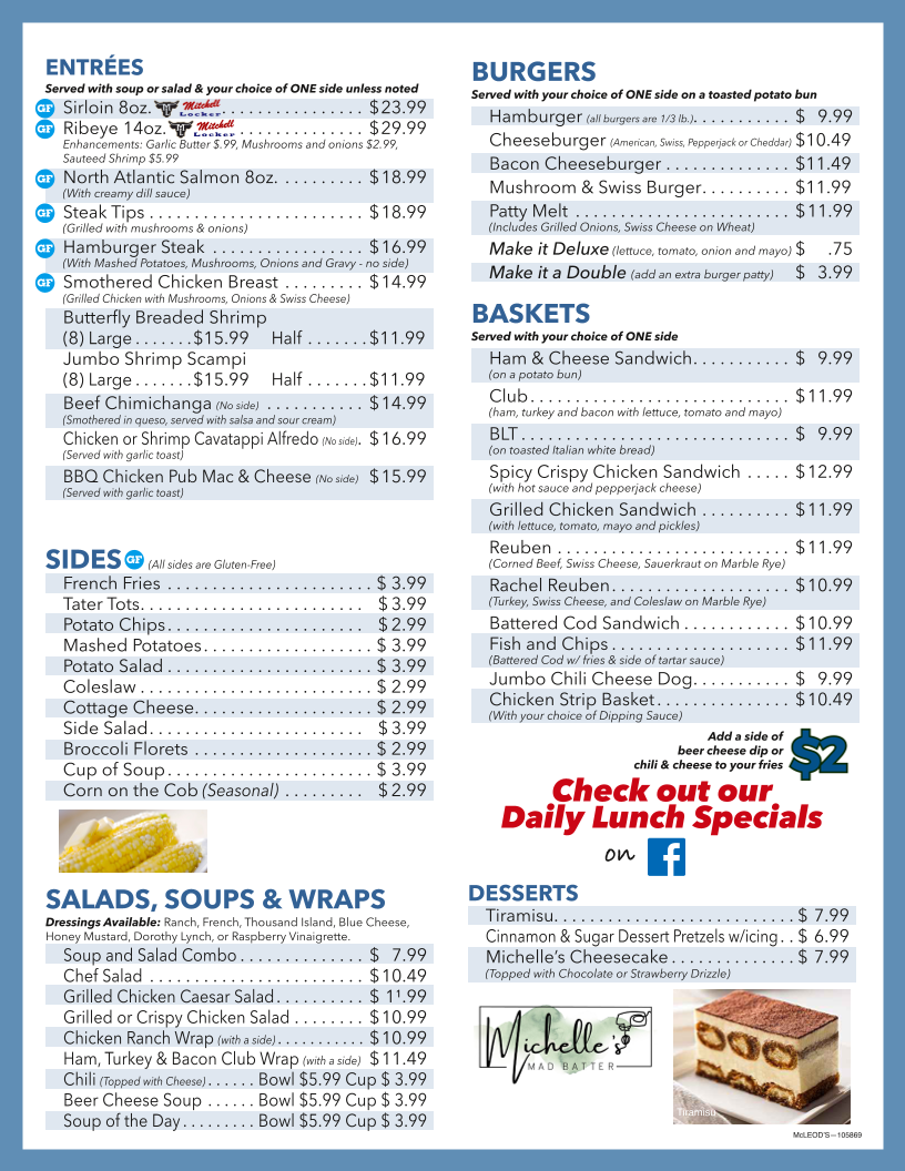 Bradley’s Pub & Grille Menu